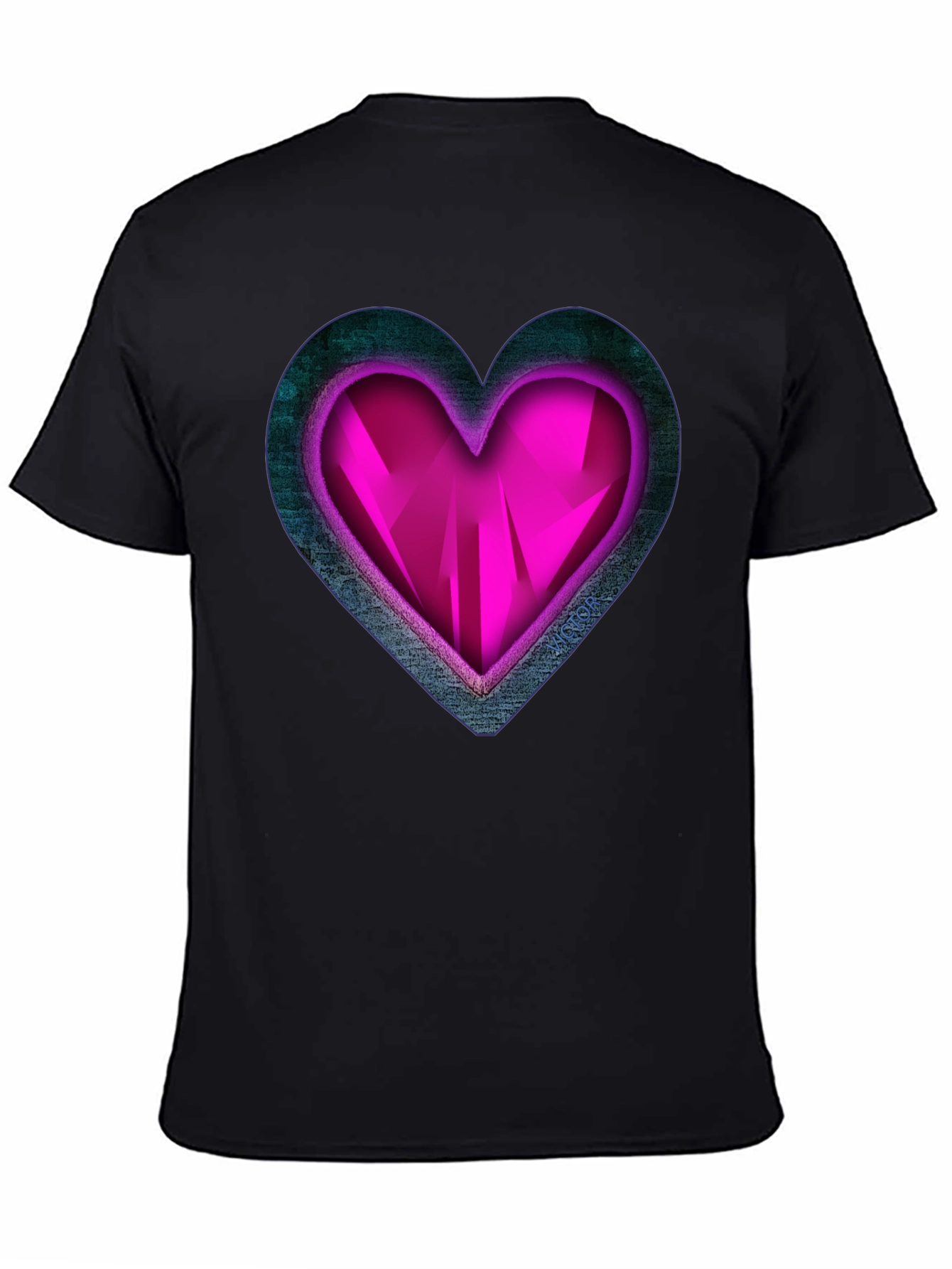 Geometric Heart Graphic Tee - Stylish Mens Black T-Shirt