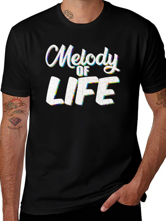 Melody of Life Graphic Tee - Trendy Crew Neck T-Shirt