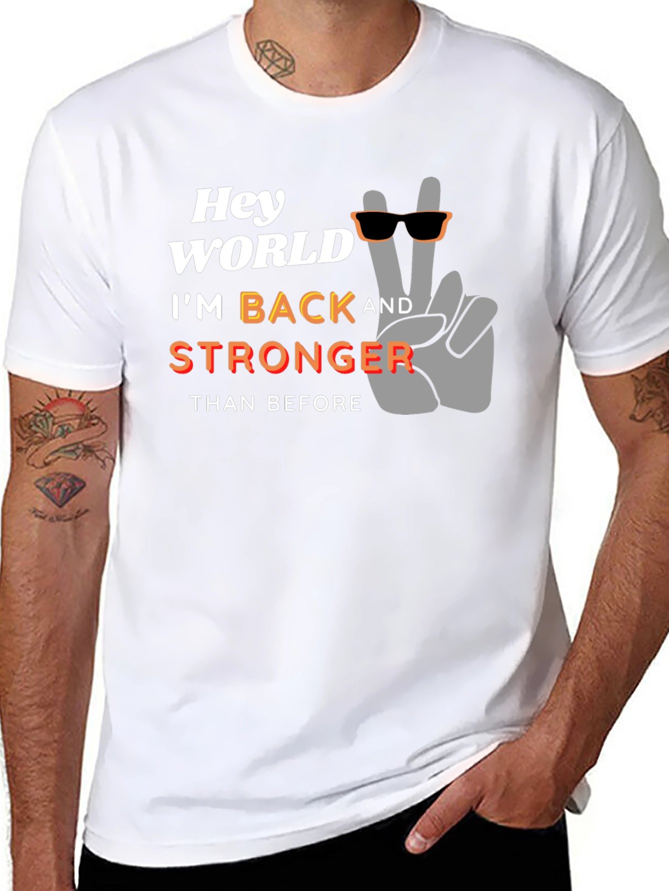Hey World Im Back Stronger T-Shirt - Black