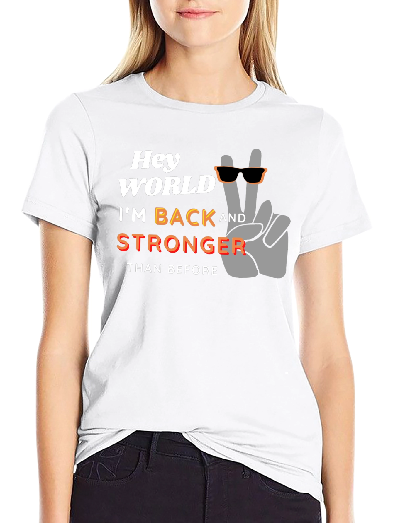 Hey World Im Back Stronger T-Shirt - Black