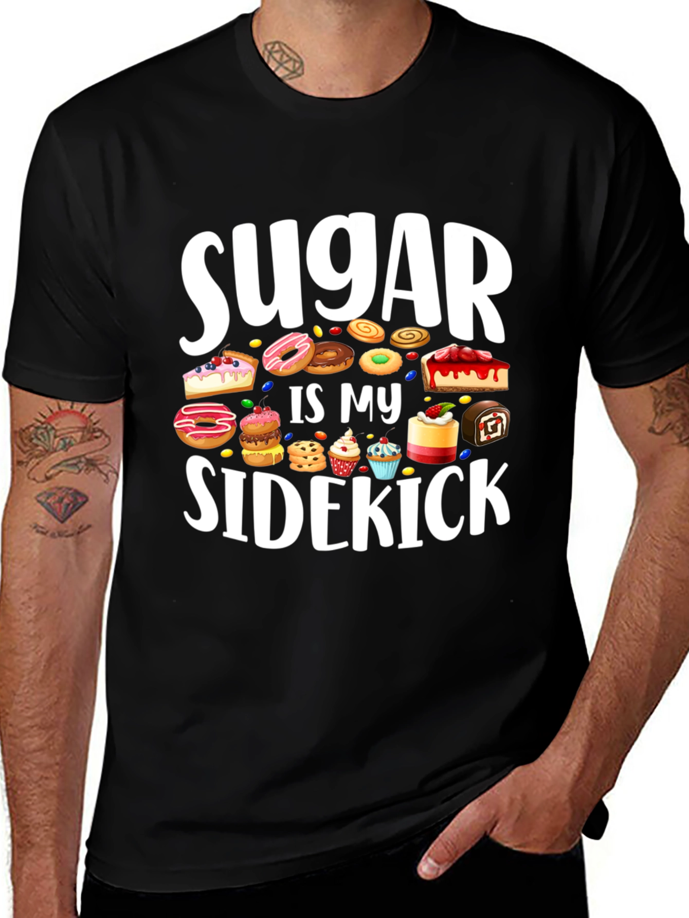 Sugar Is My Sidekick Black T-Shirt