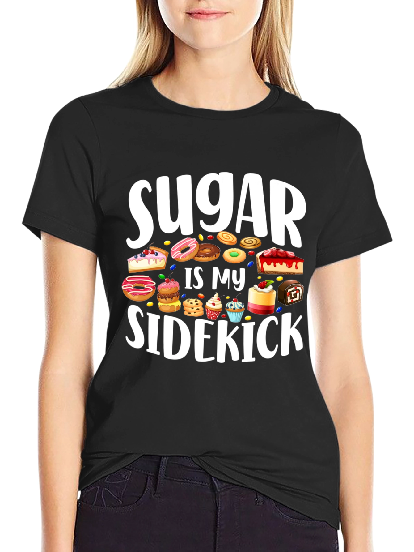 Sugar Is My Sidekick Black T-Shirt