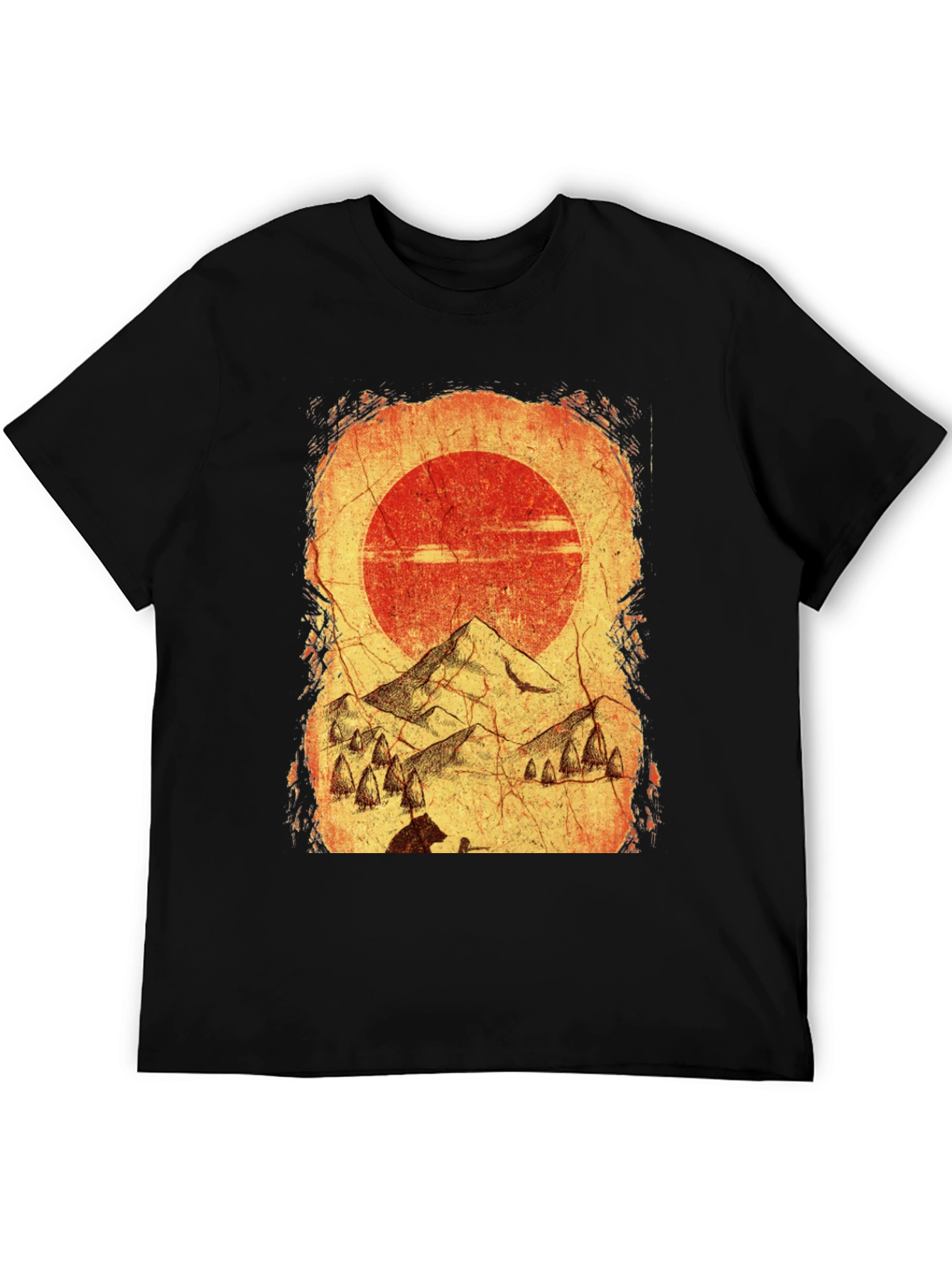Mountain Scene Graphic Tee - Black