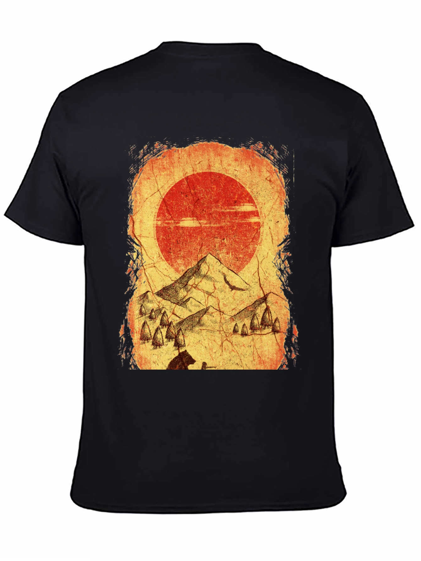 Mountain Scene Graphic Tee - Black