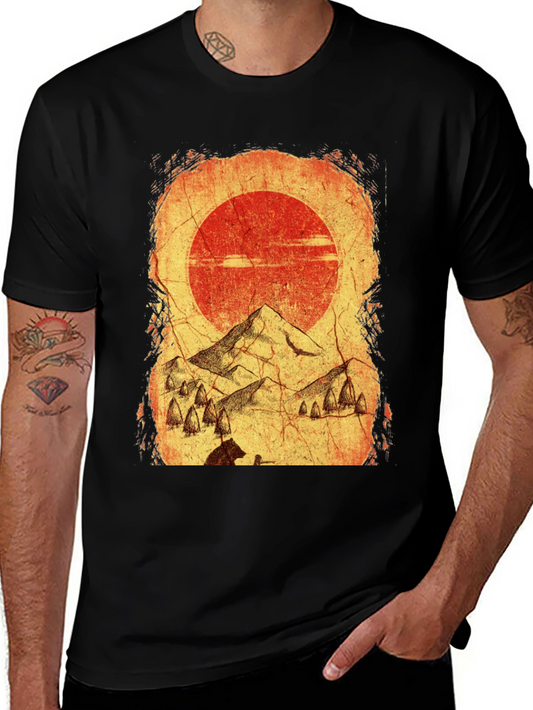 Mountain Scene Graphic Tee - Black