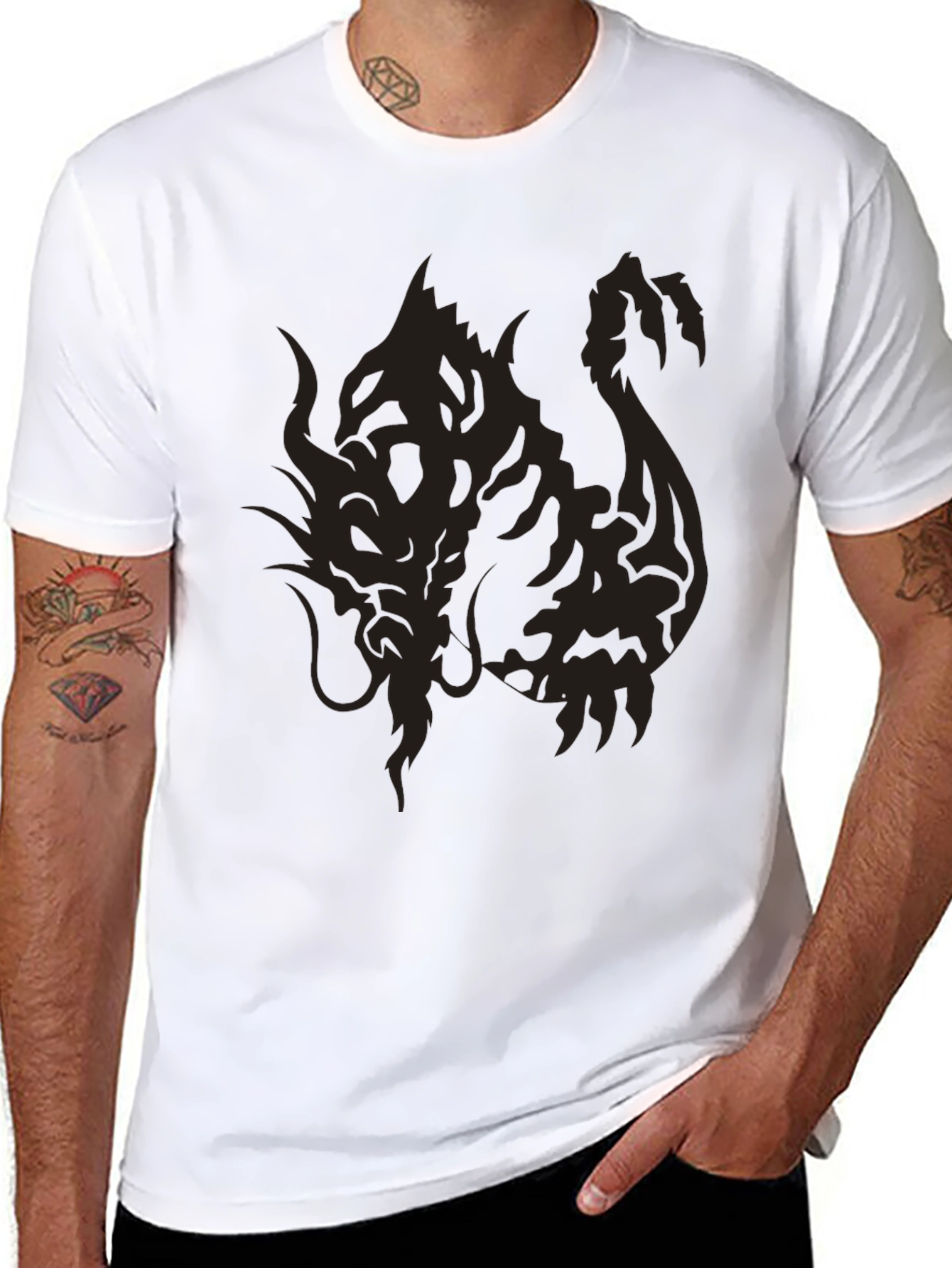 Black Dragon Graphic T-Shirt - Stylish Mens Tee