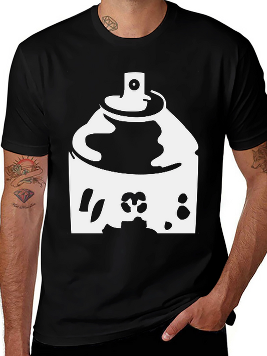 Spray Paint Graphic Tee - Black Cotton Shirt