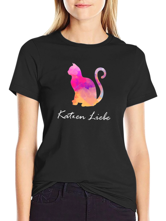 Cat Lover T-Shirt - Katzen Liebe Watercolor