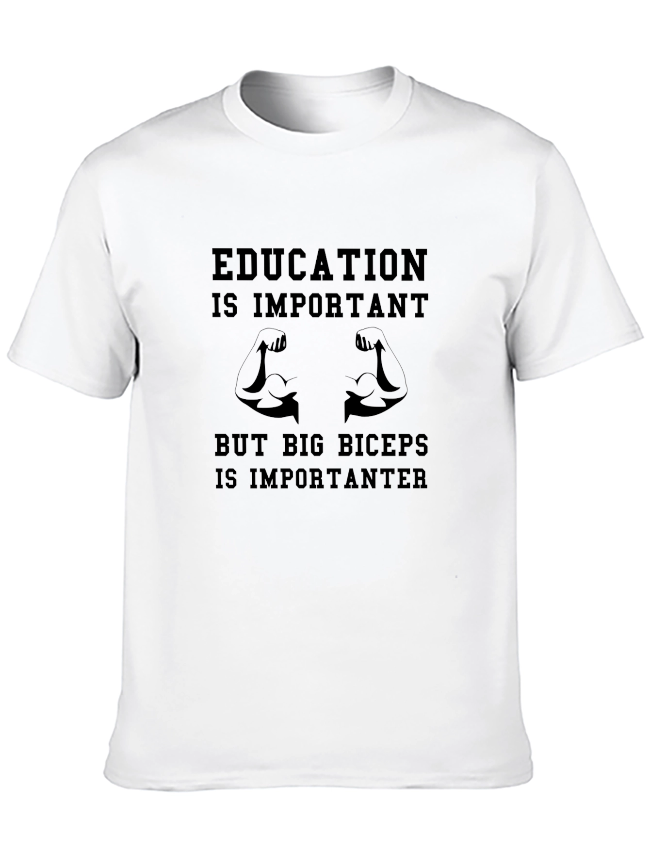 Funny Education Biceps Black Graphic T-Shirt