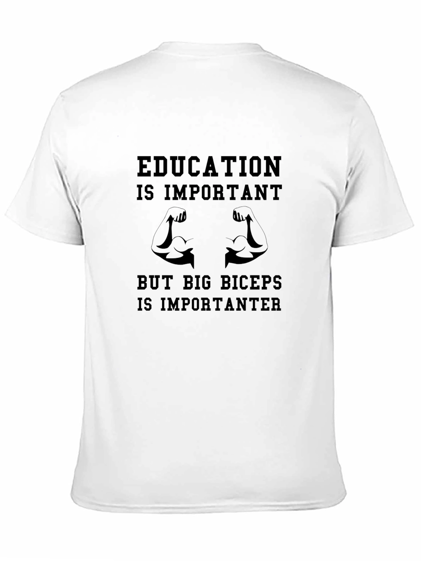 Funny Education Biceps Black Graphic T-Shirt