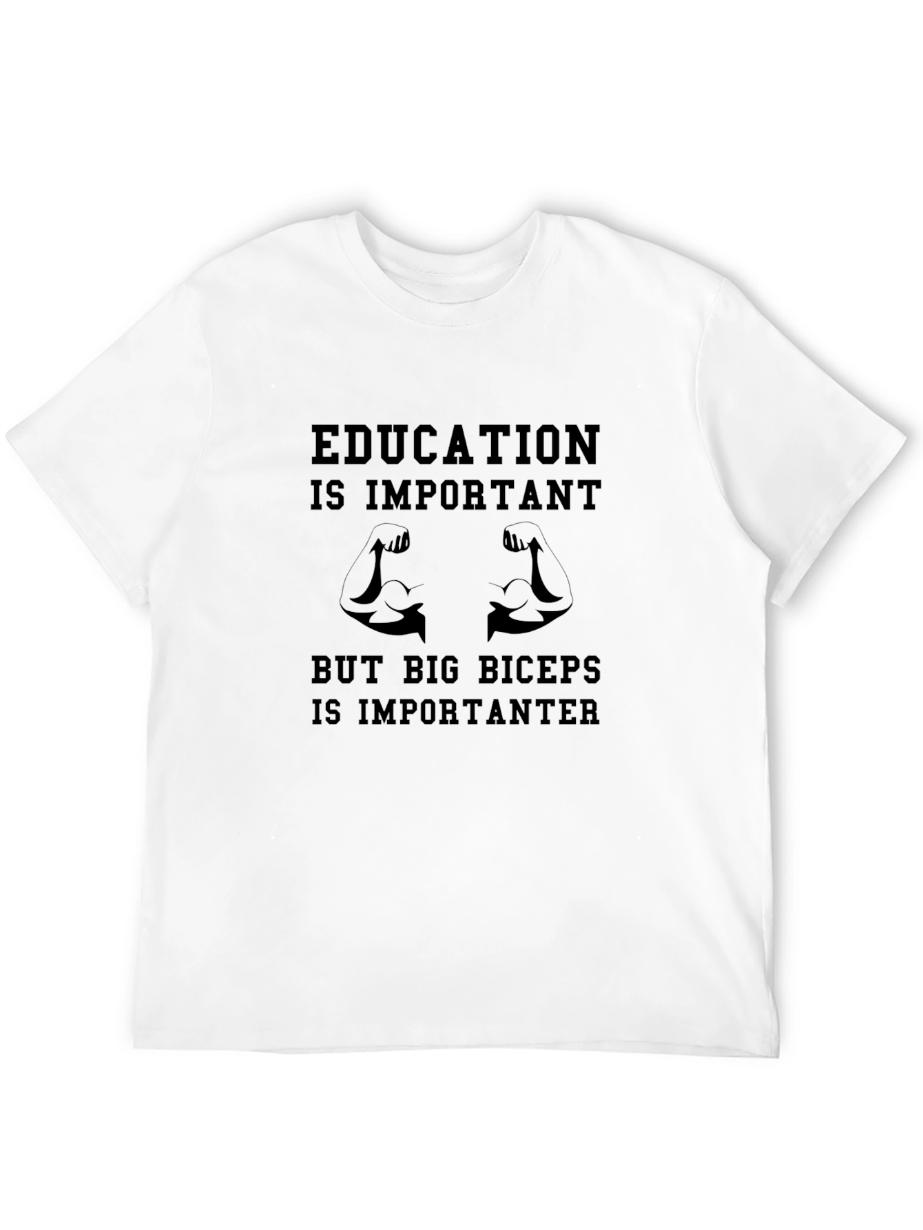 Funny Education Biceps Black Graphic T-Shirt