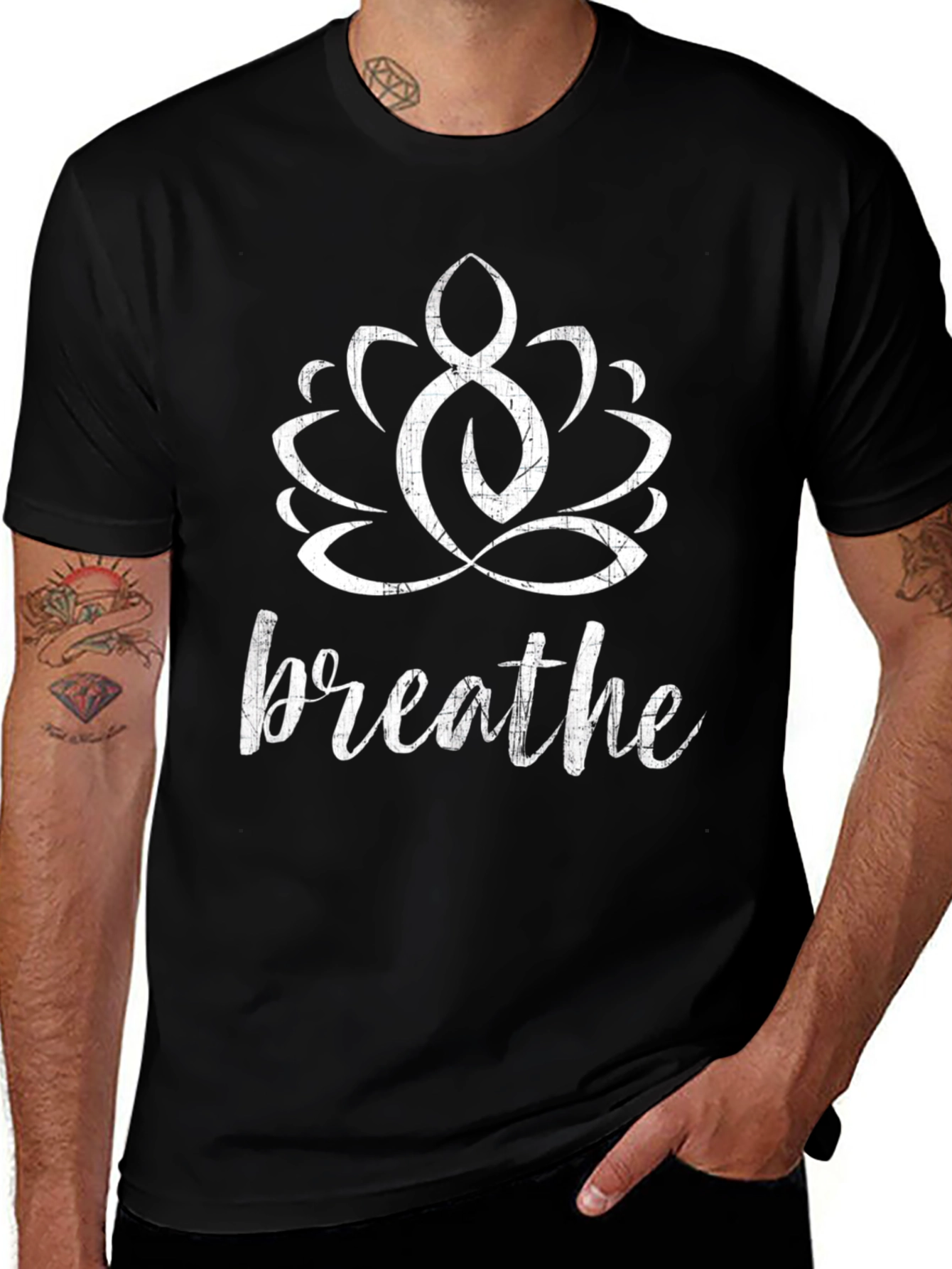 Breathe Lotus Graphic T-Shirt - Yoga Meditation Tee