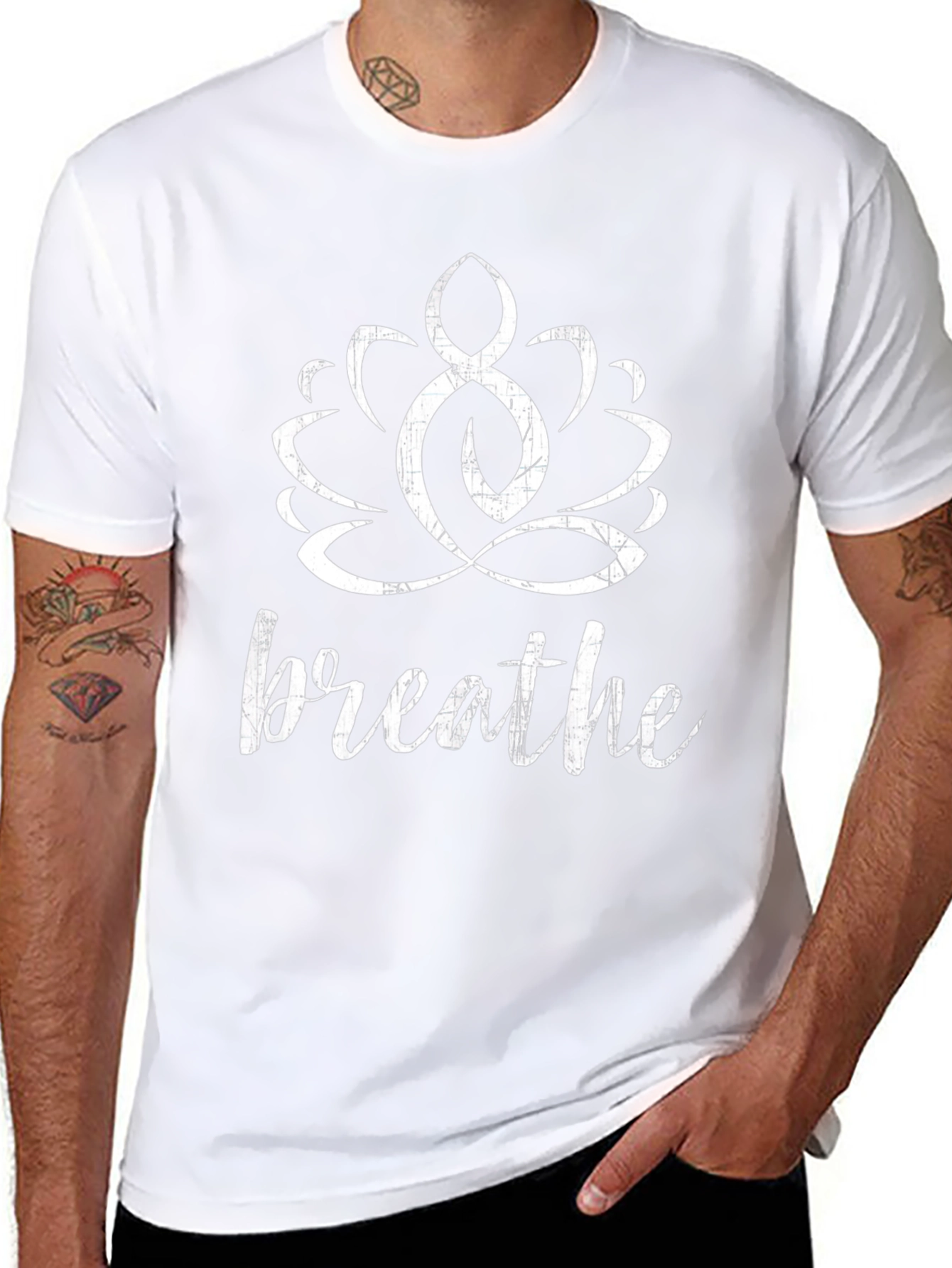 Breathe Lotus Graphic T-Shirt - Yoga Meditation Tee
