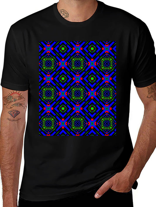 Geometric Patterned Crew Neck T-Shirt