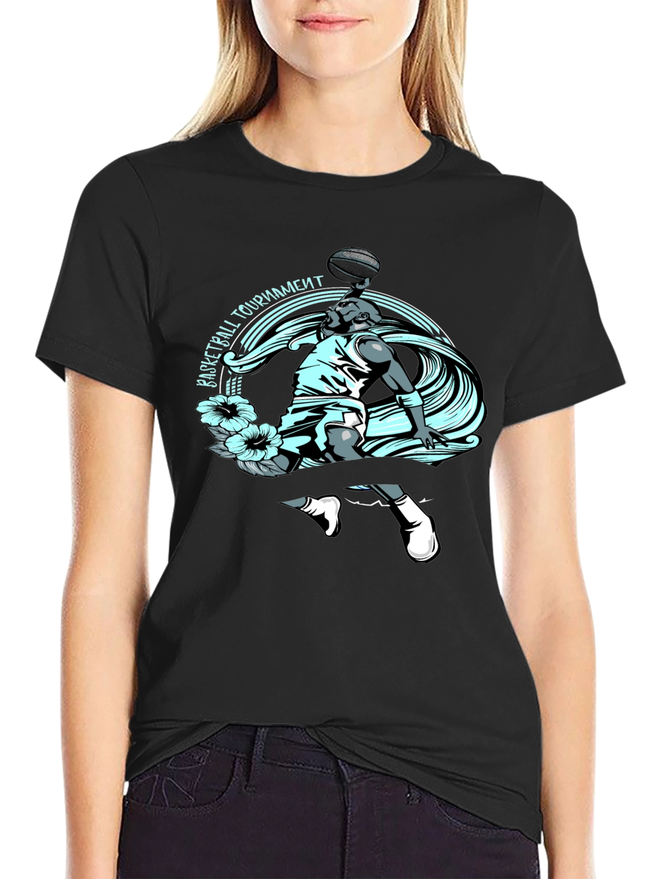 Basketball Tournament Graphic Tee - Black