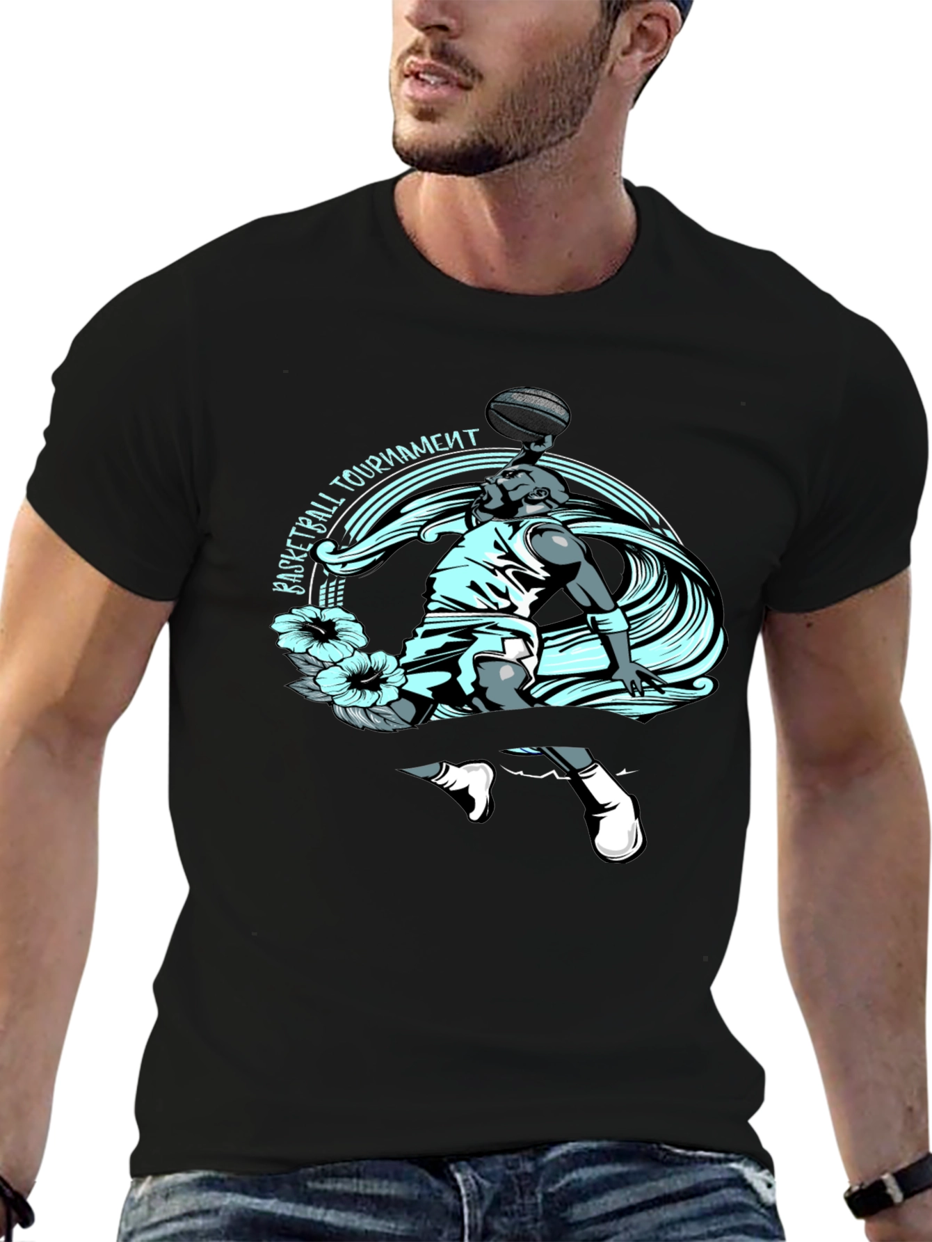 Basketball Tournament Graphic Tee - Black