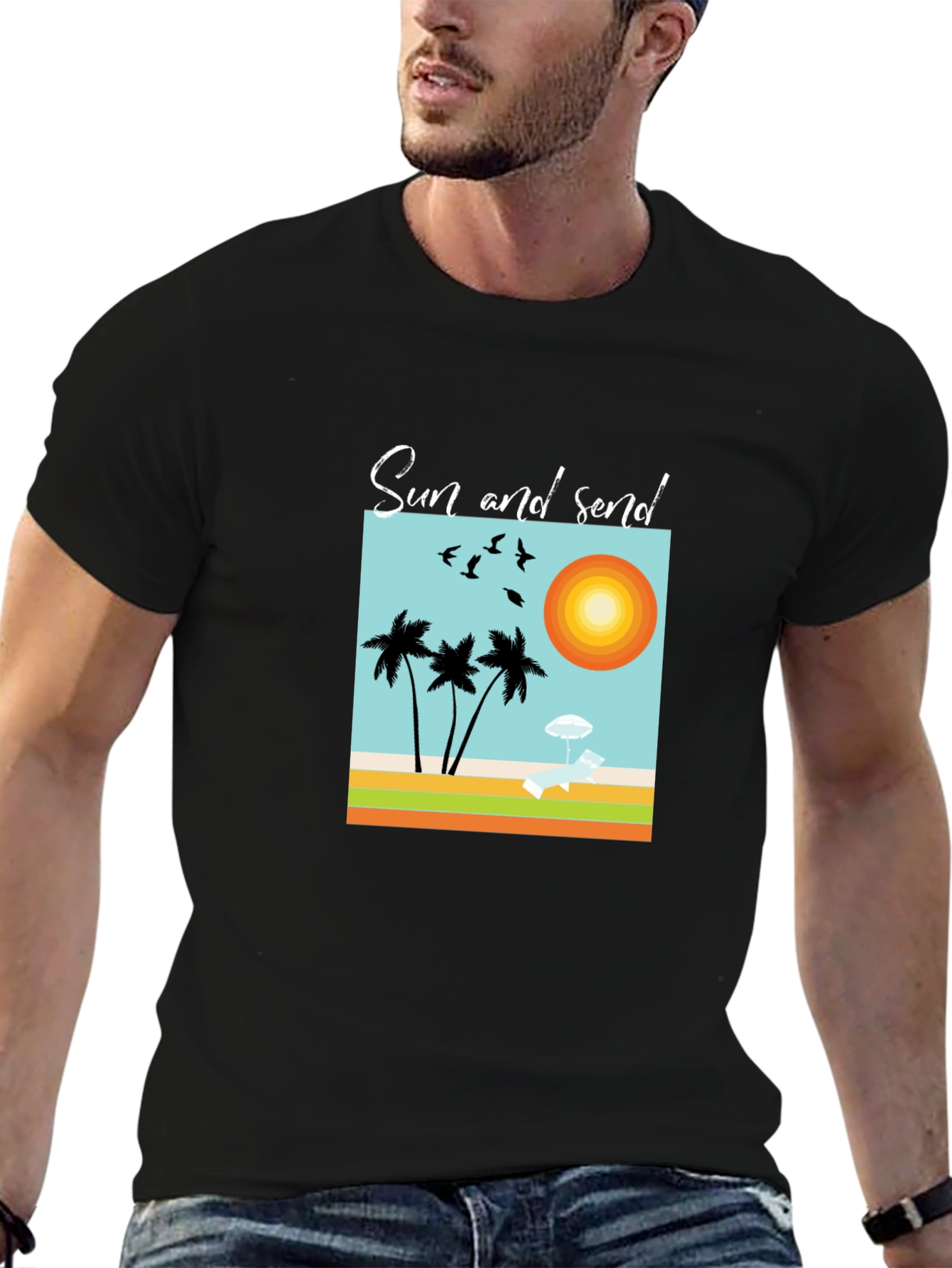 Sun and Send Black Graphic Tee