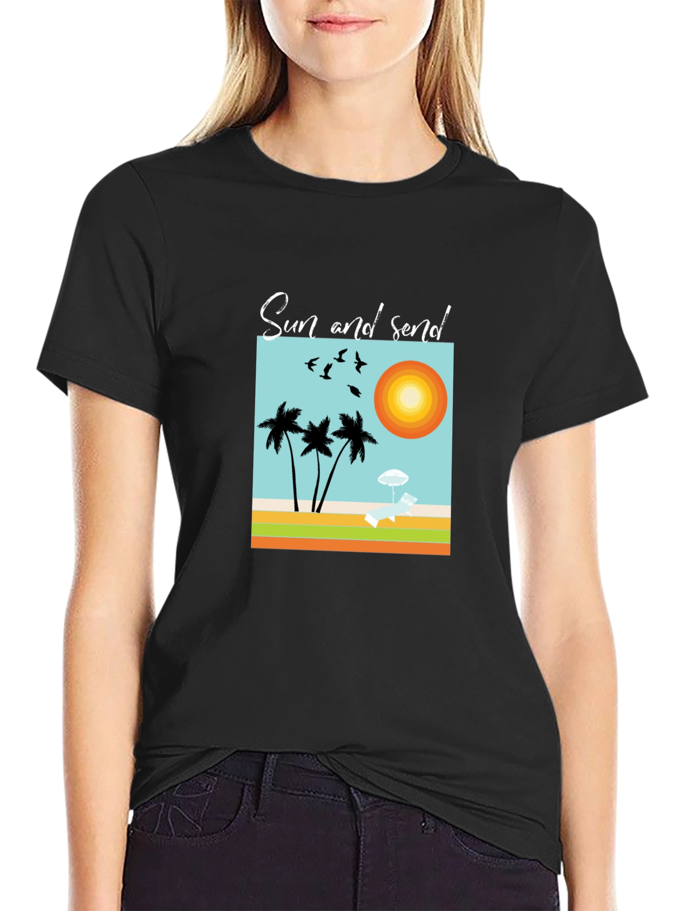Sun and Send Black Graphic Tee