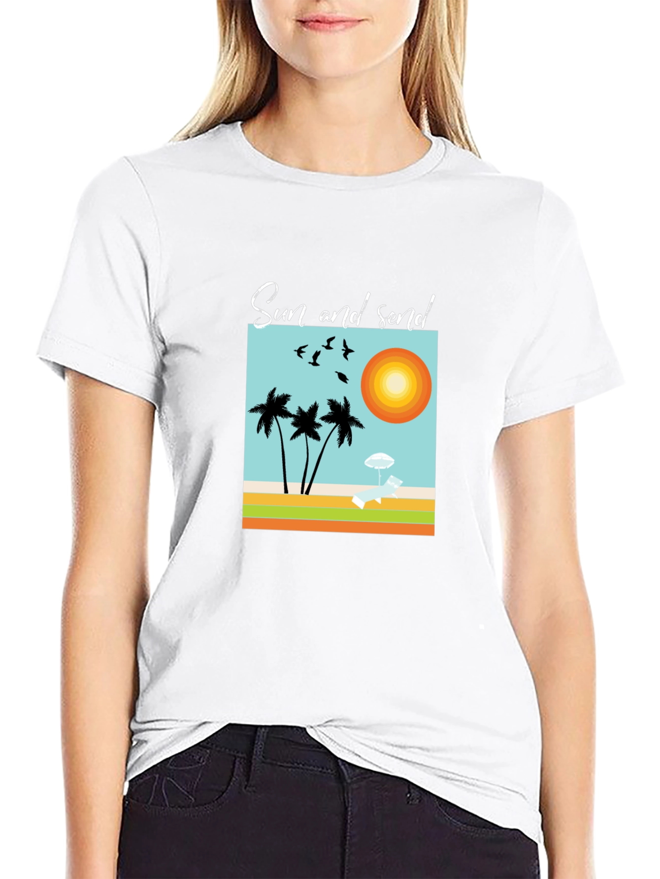 Sun and Send Black Graphic Tee
