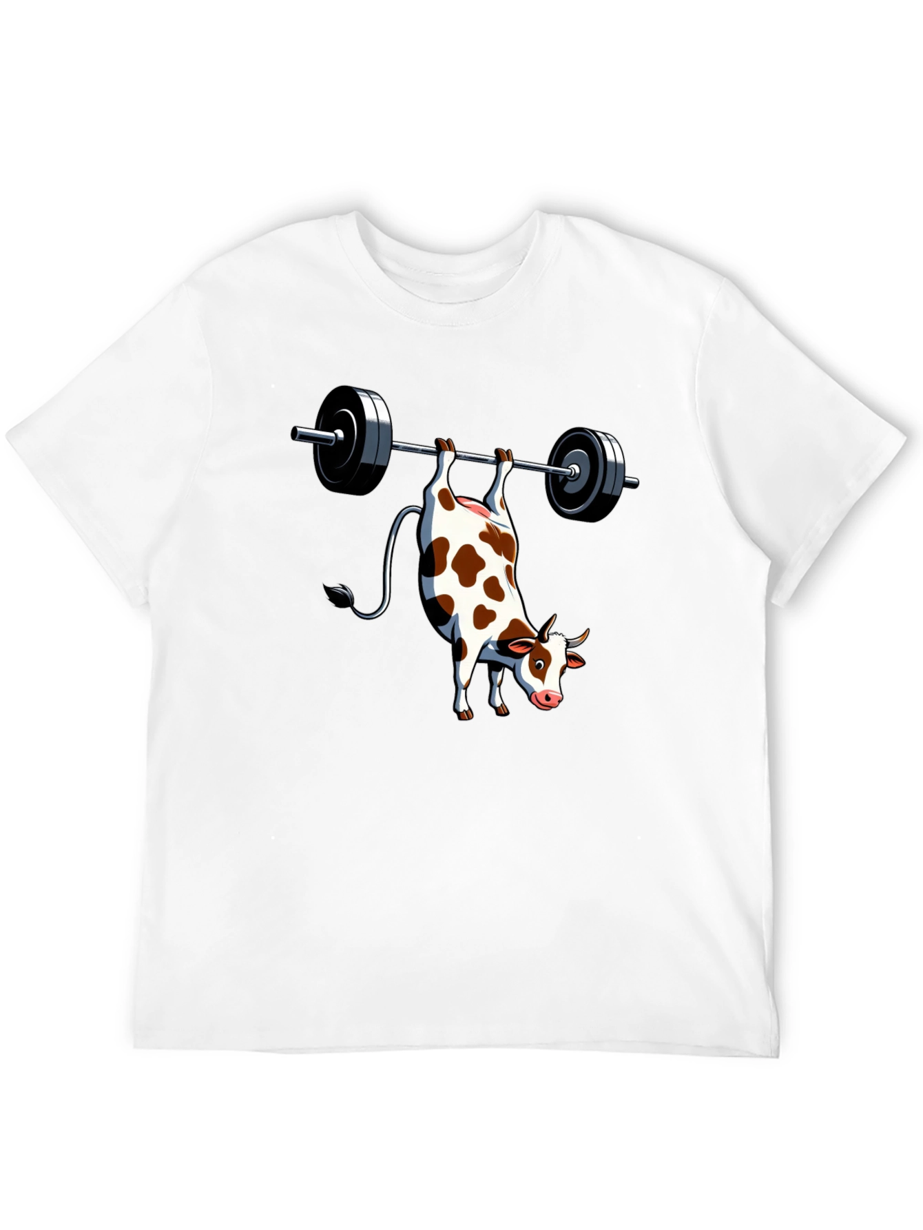 Funny Cow Weightlifting Black T-Shirt