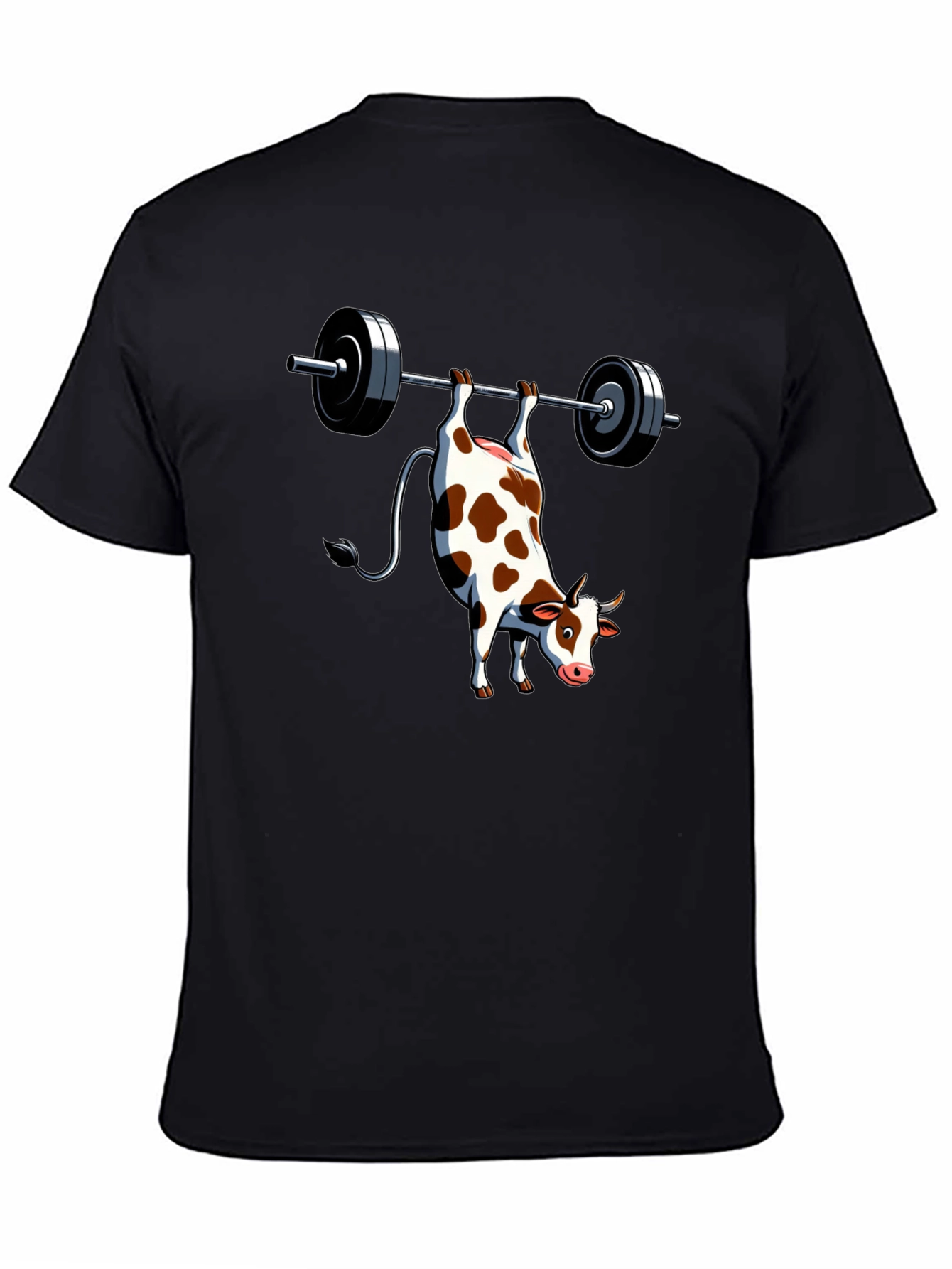 Funny Cow Weightlifting Black T-Shirt