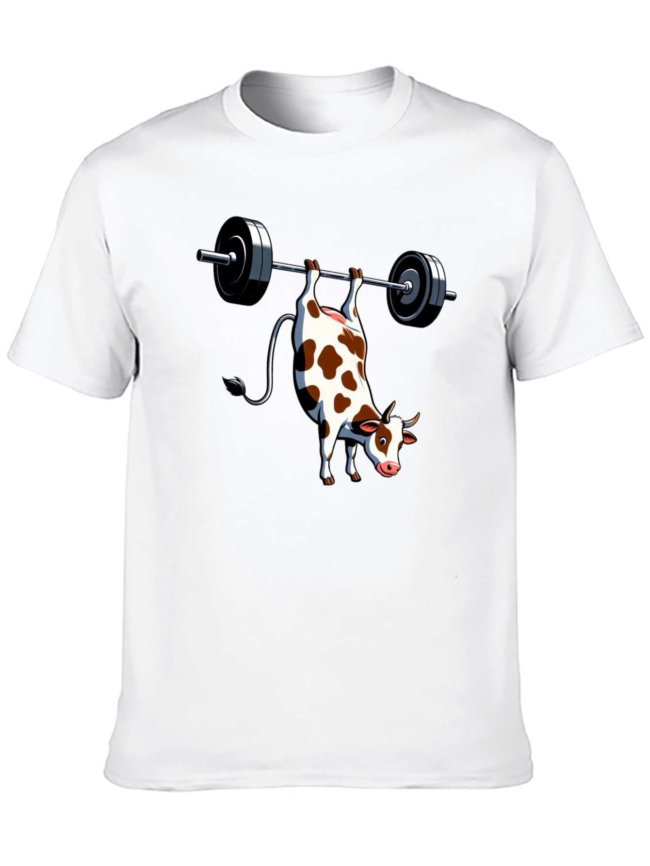 Funny Cow Weightlifting Black T-Shirt