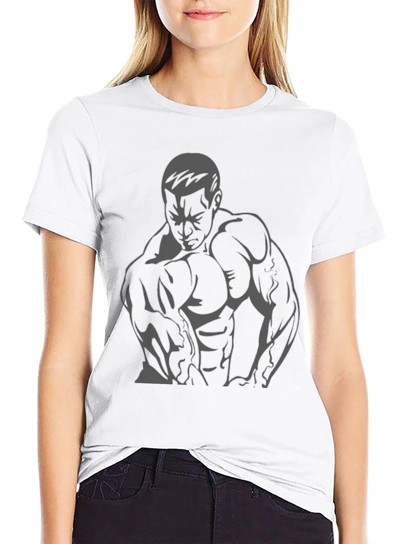 Muscle Man Graphic Tee - Black Cotton T-Shirt