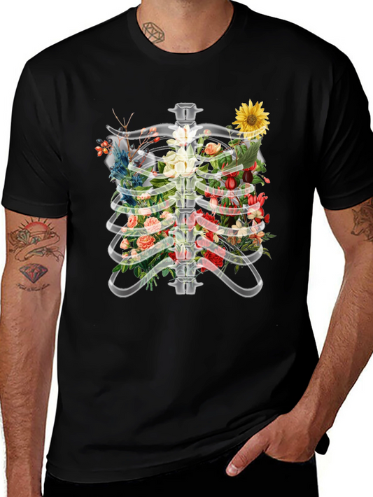 Floral Rib Cage T-Shirt - Anatomical Art Tee