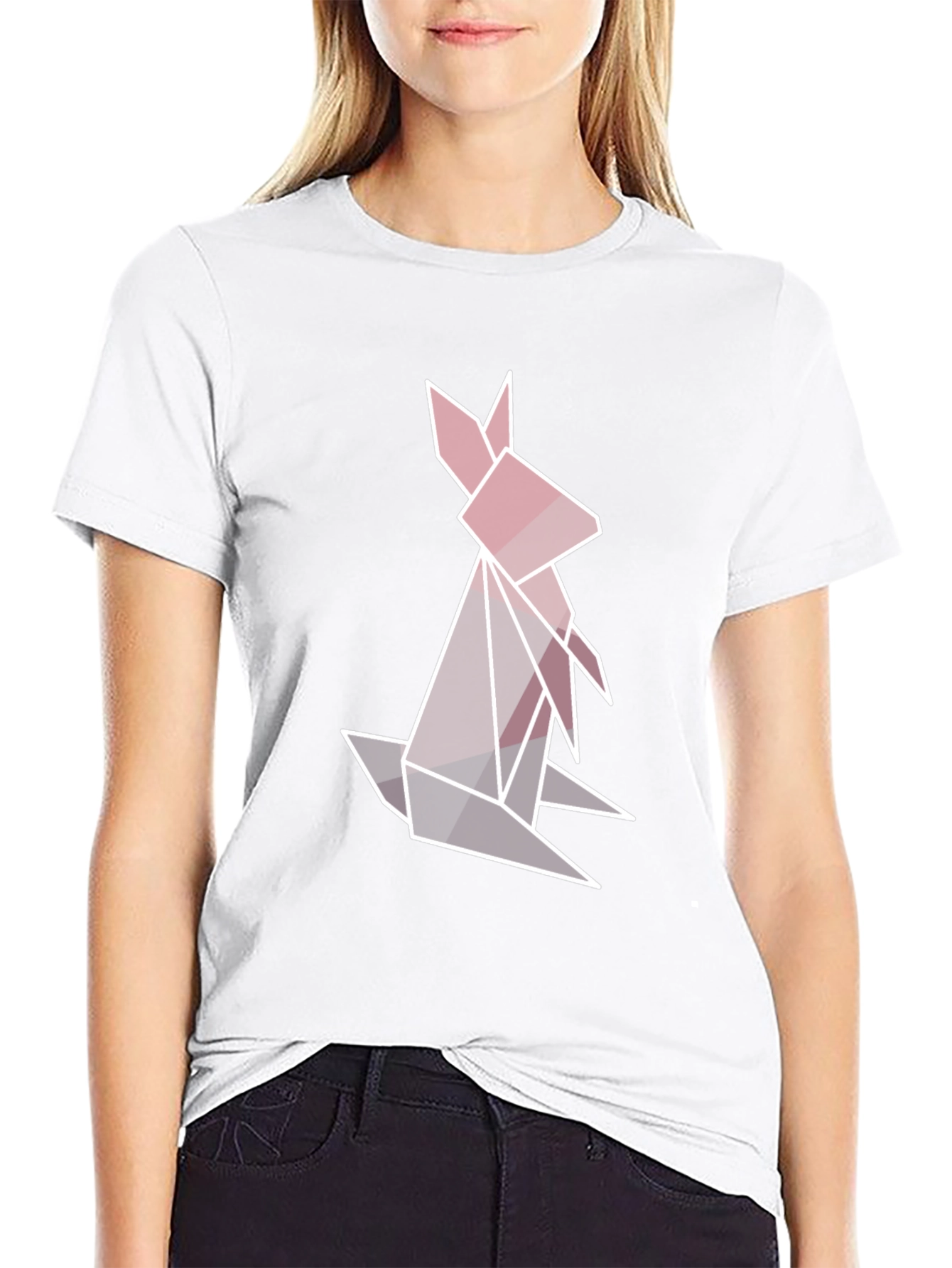Geometric Rabbit Graphic Tee - Stylish Mens Black T-Shirt