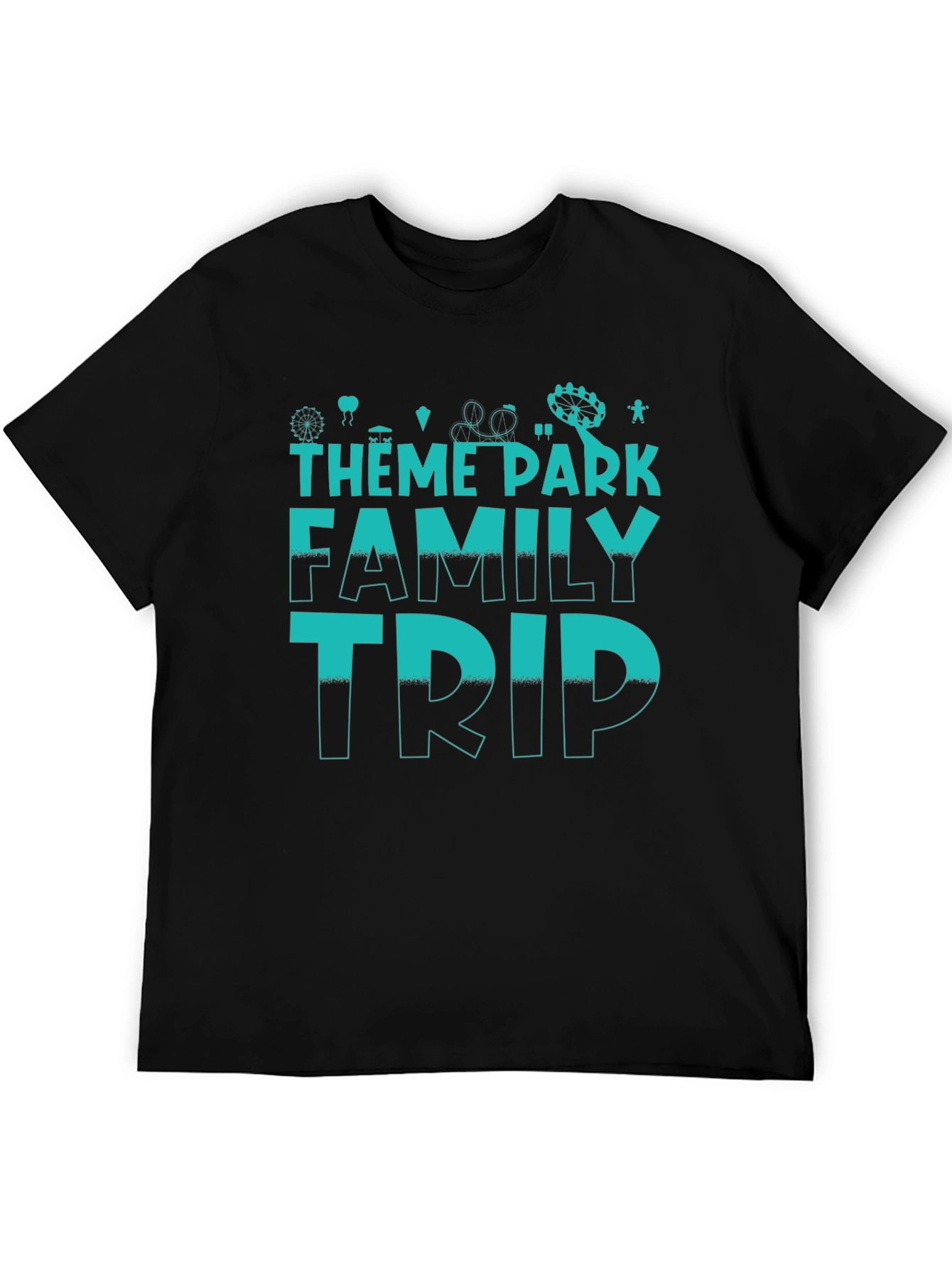 Theme Park Family Trip T-Shirt - Black Cotton Tee