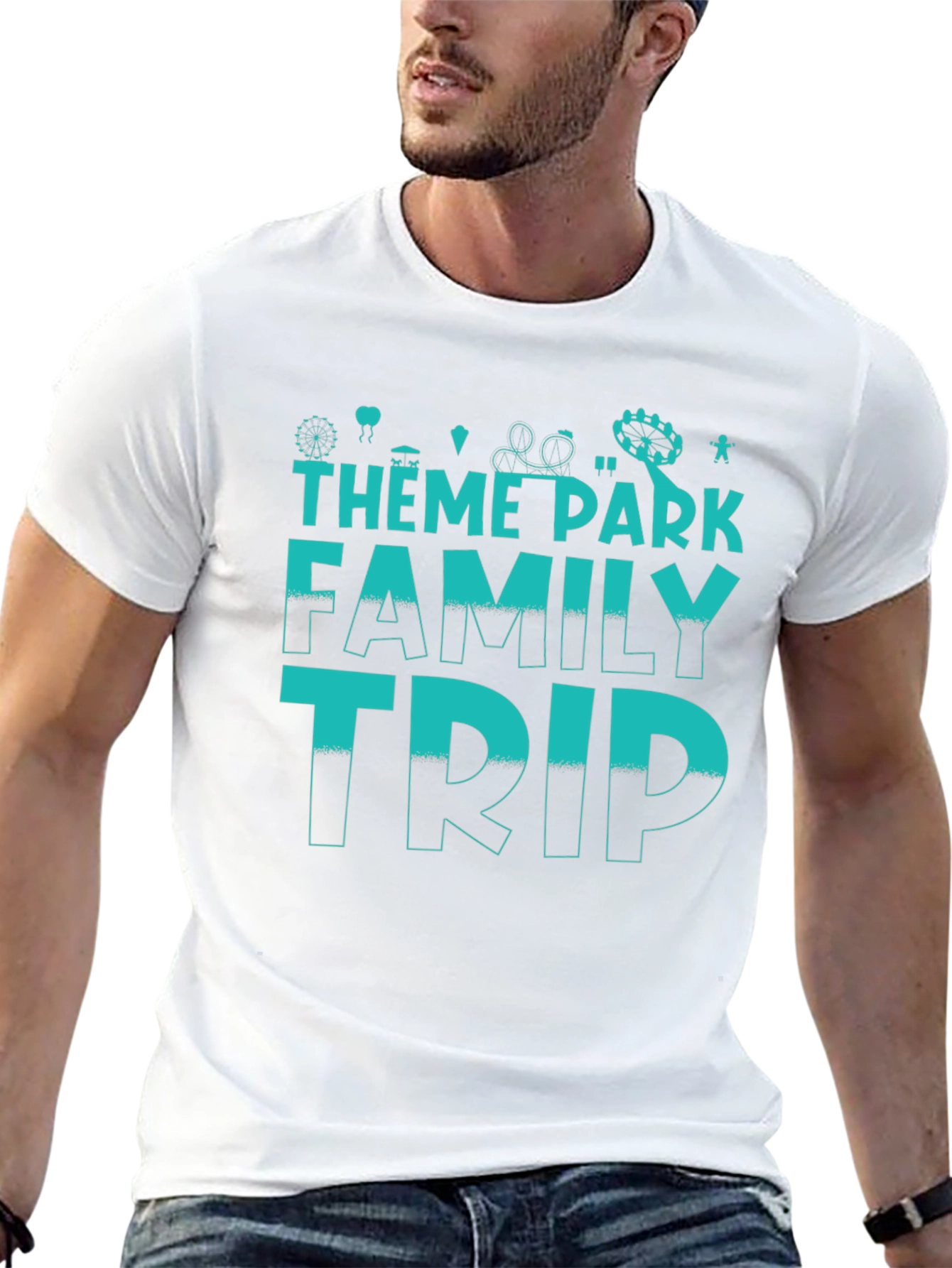 Theme Park Family Trip T-Shirt - Black Cotton Tee