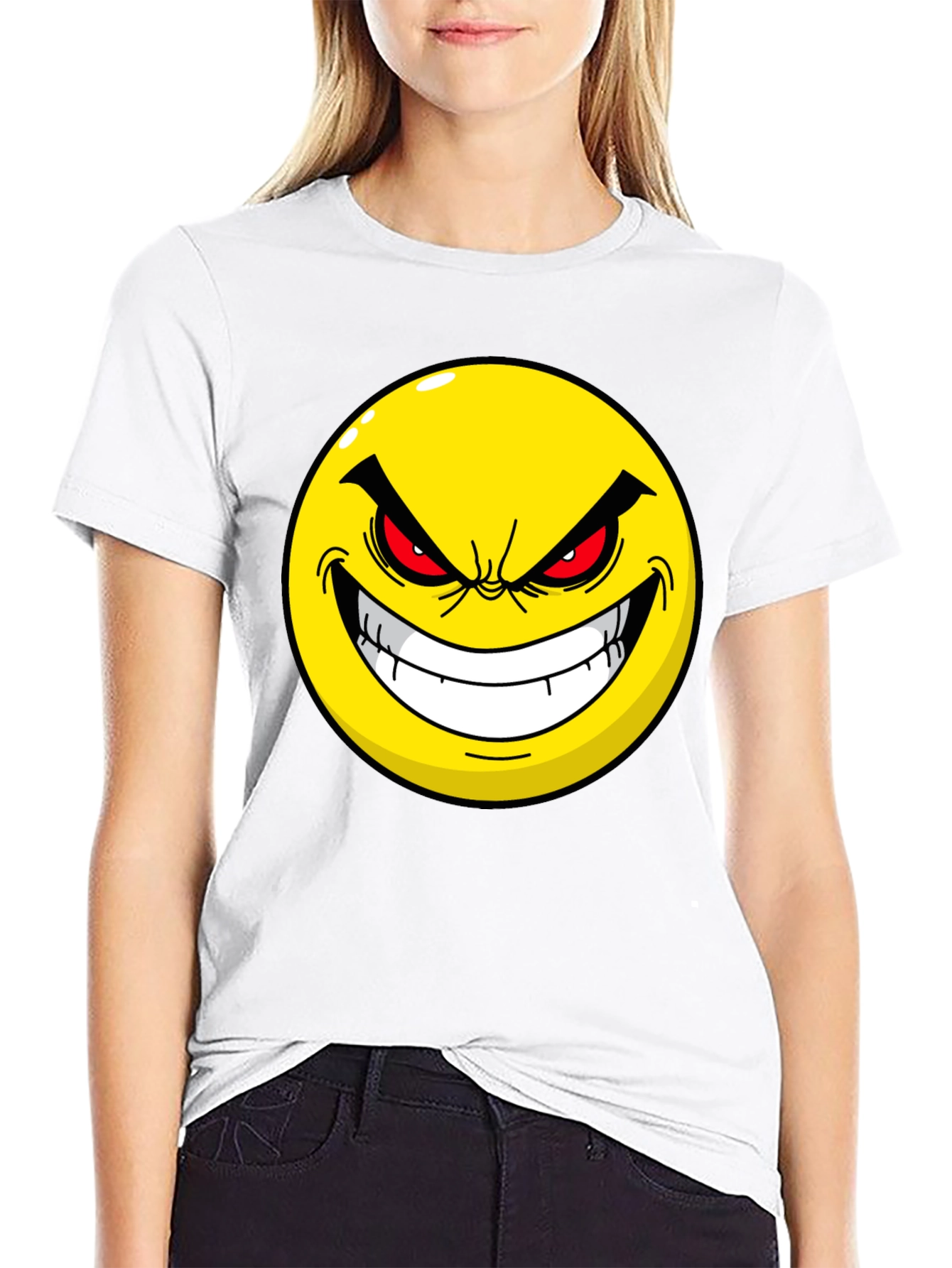Evil Emoji Graphic Tee - Black Cotton T-Shirt
