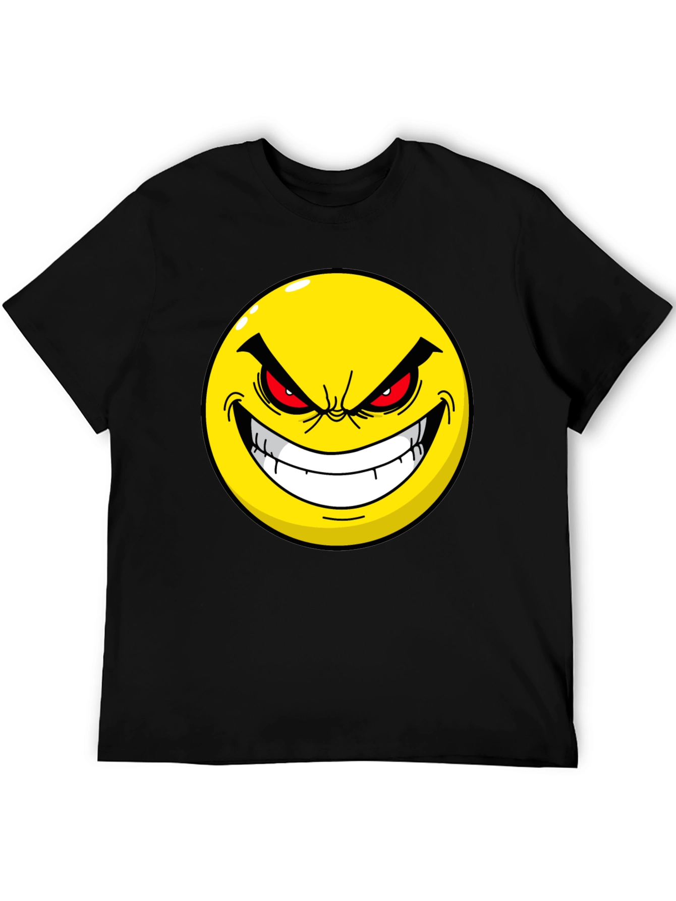 Evil Emoji Graphic Tee - Black Cotton T-Shirt