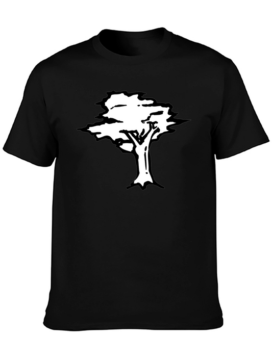 Black T-Shirt with White Tree Graphic