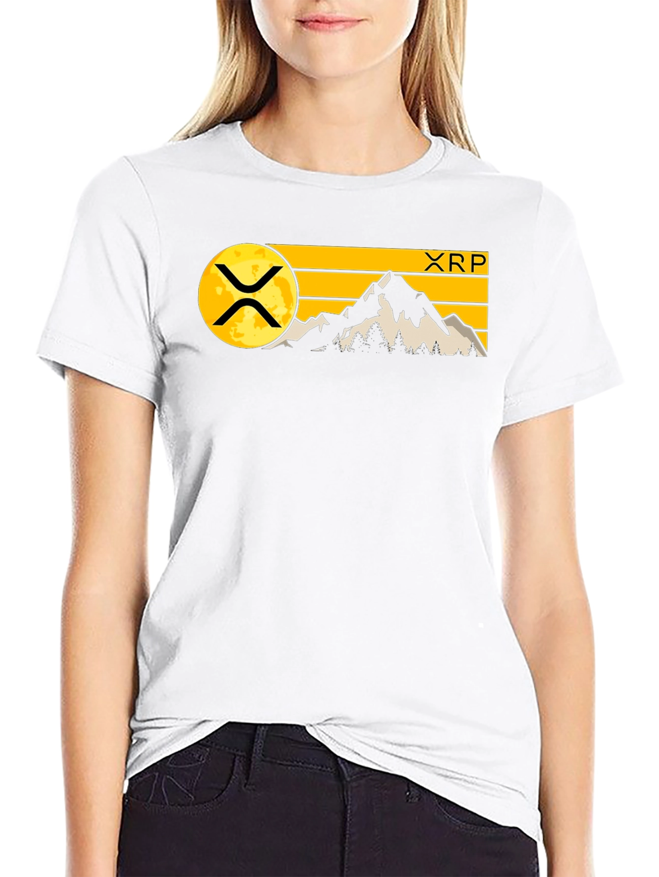 XRP Crypto Mountain Graphic T-Shirt - Black