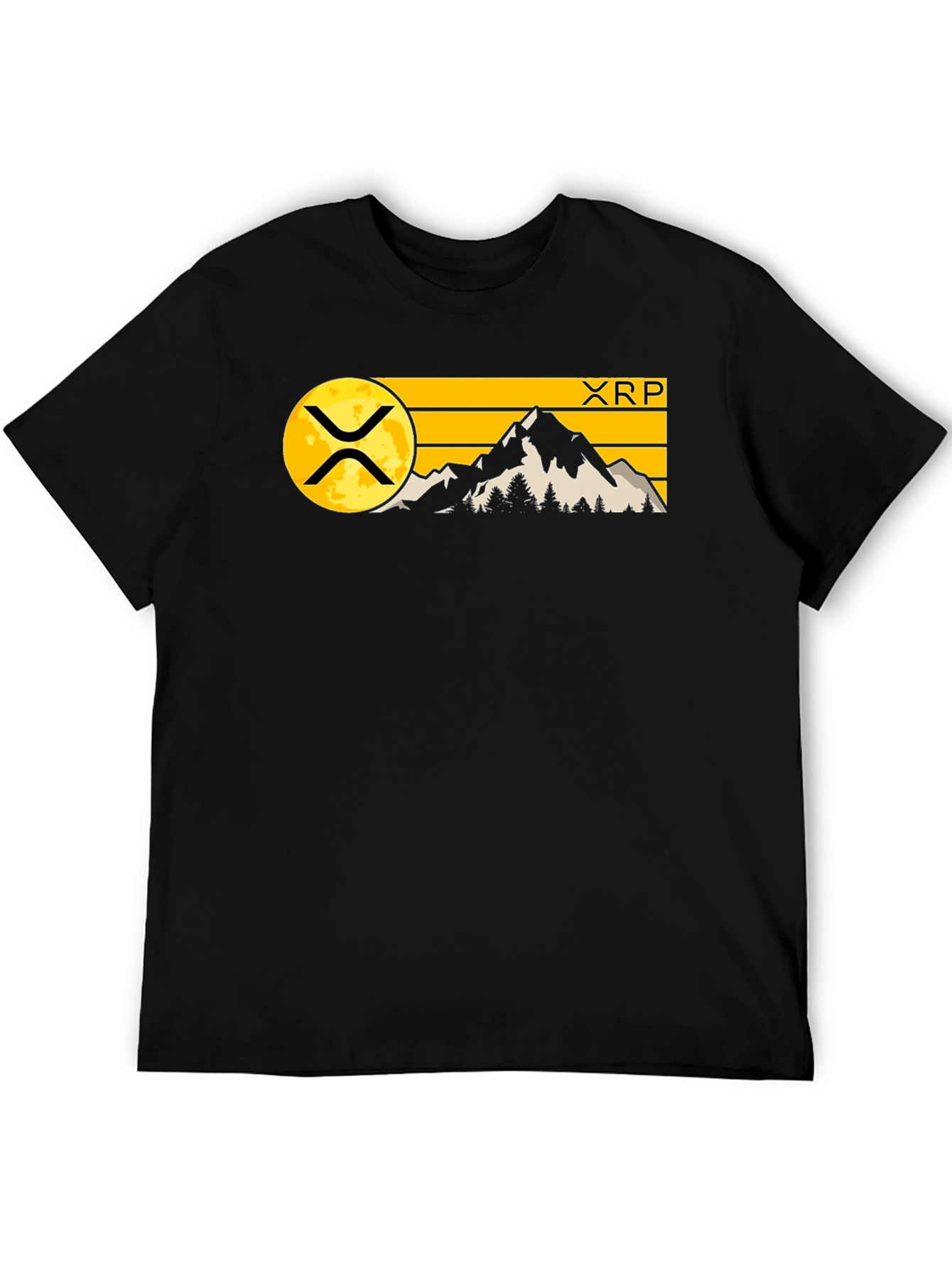 XRP Crypto Mountain Graphic T-Shirt - Black