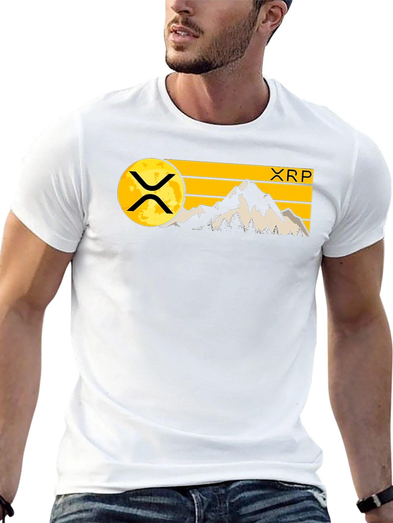 XRP Crypto Mountain Graphic T-Shirt - Black