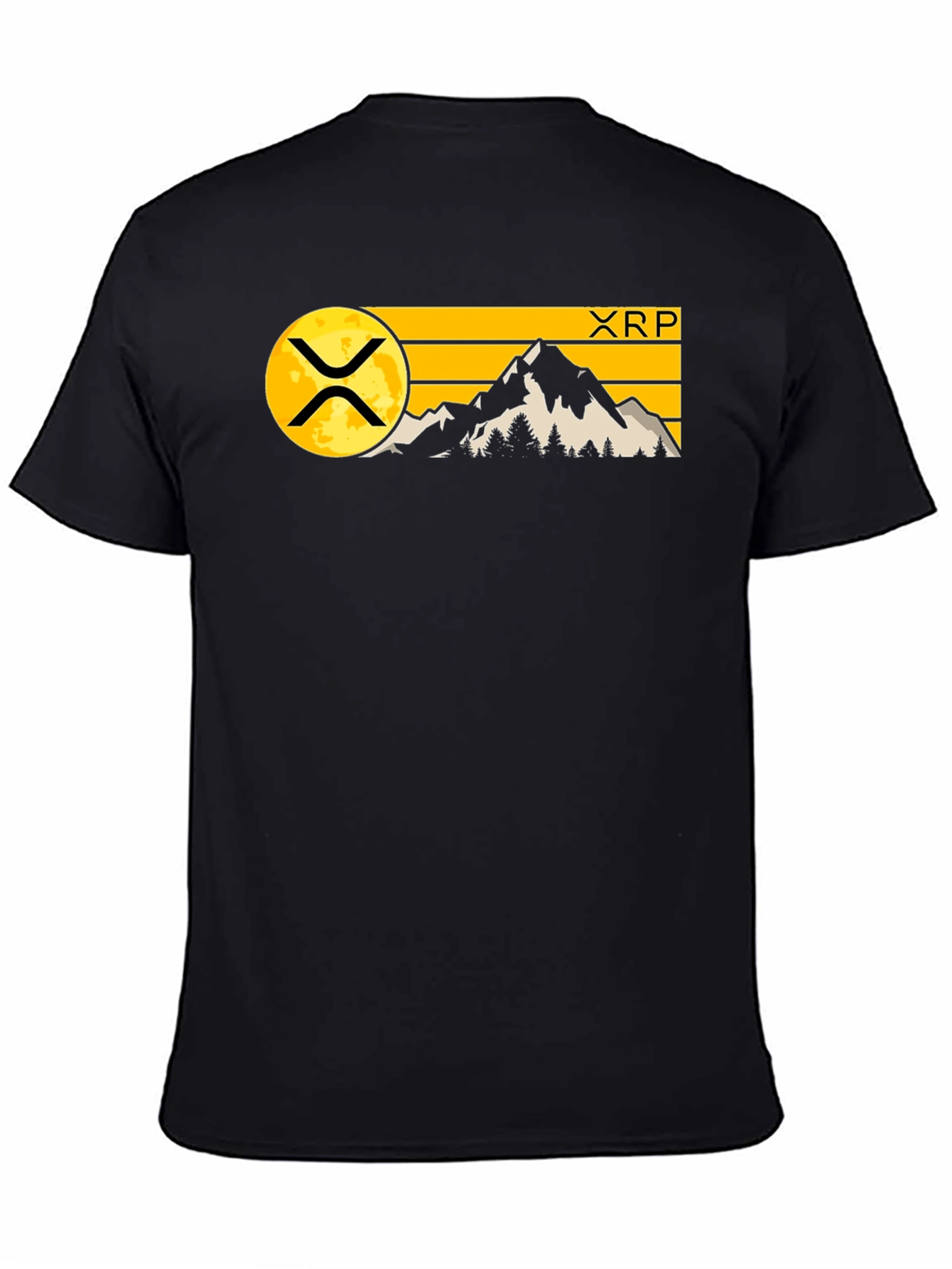 XRP Crypto Mountain Graphic T-Shirt - Black