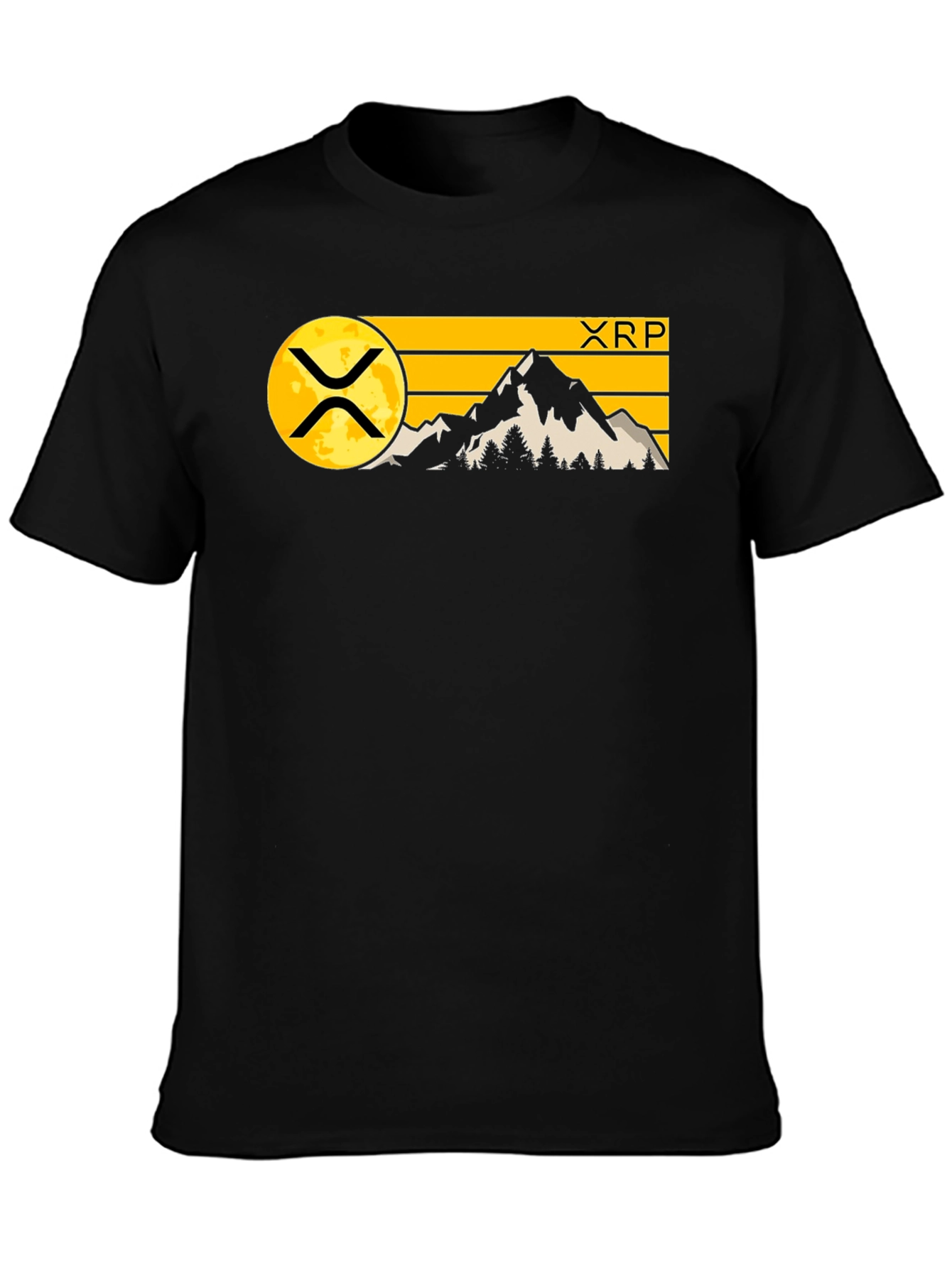 XRP Crypto Mountain Graphic T-Shirt - Black