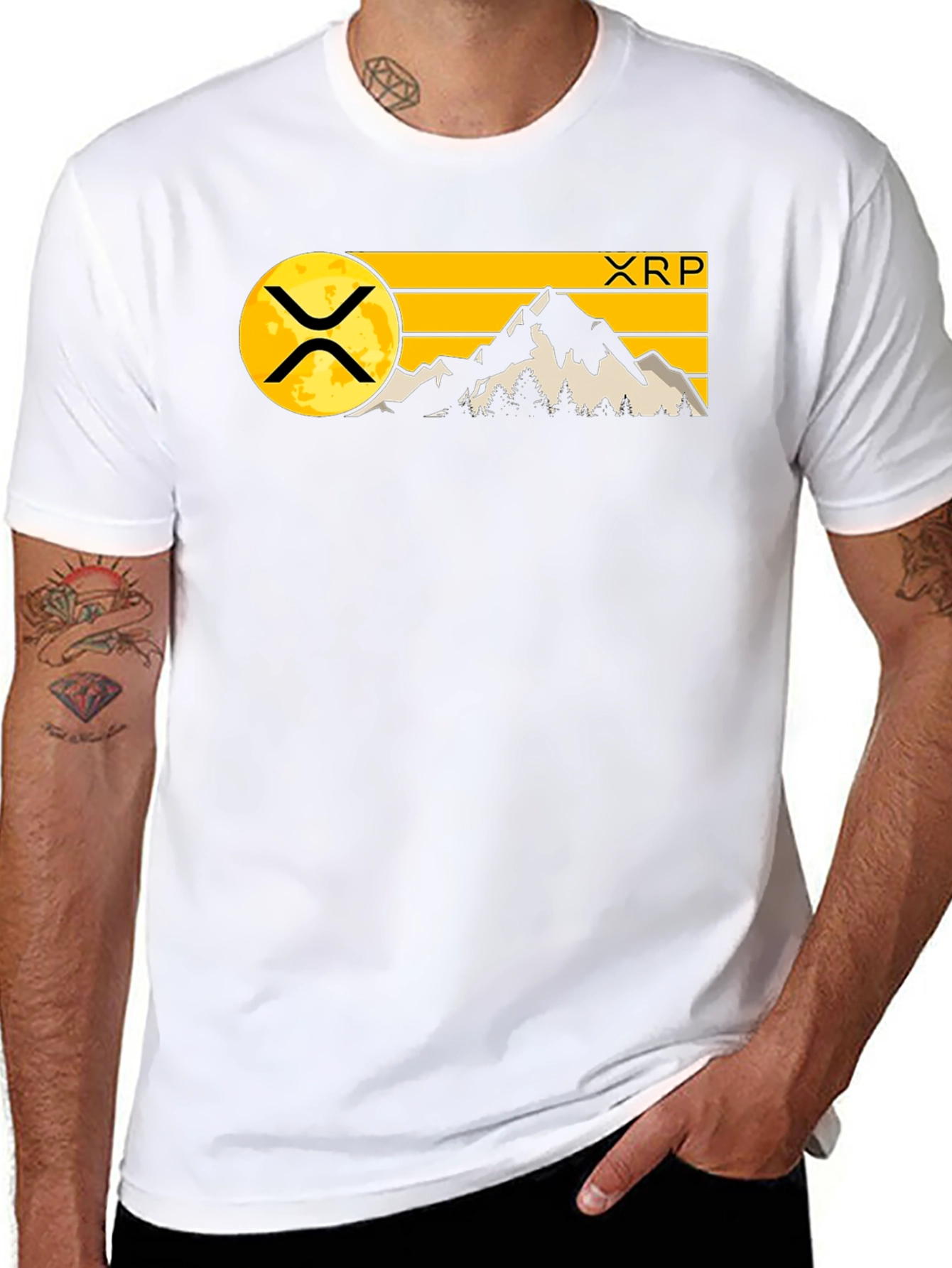 XRP Crypto Mountain Graphic T-Shirt - Black