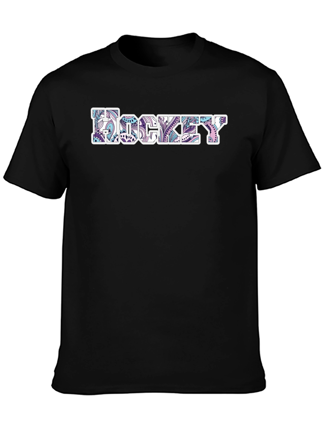 Hockey Paisley Design Black T-Shirt