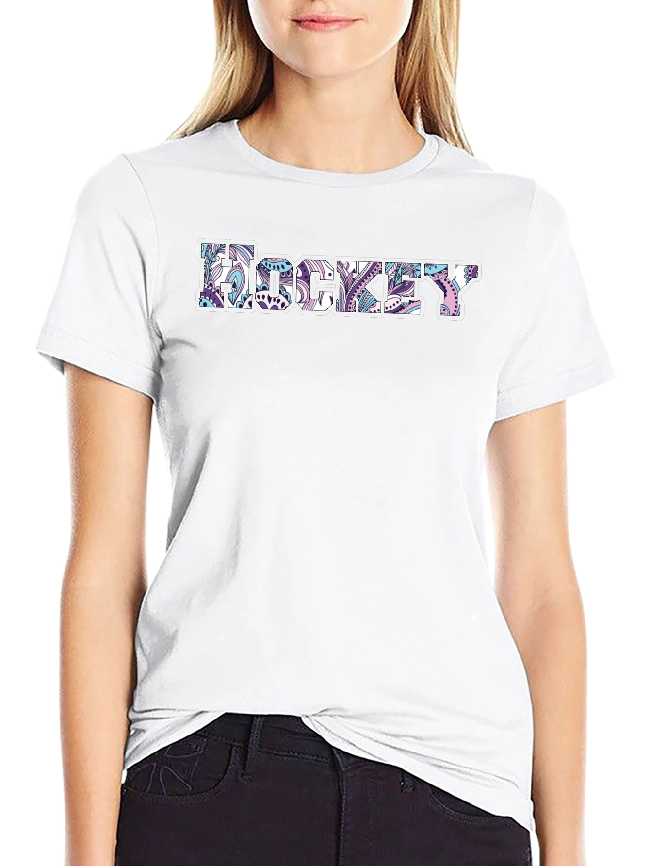 Hockey Paisley Design Black T-Shirt