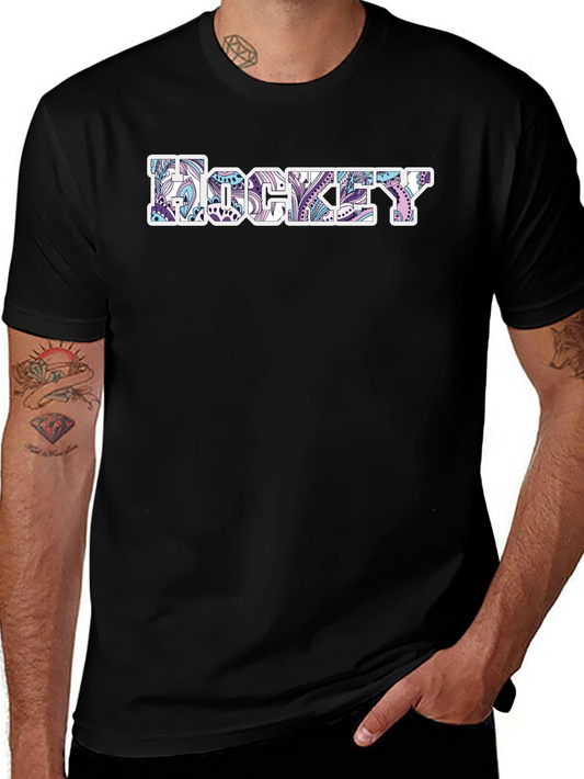 Hockey Paisley Design Black T-Shirt