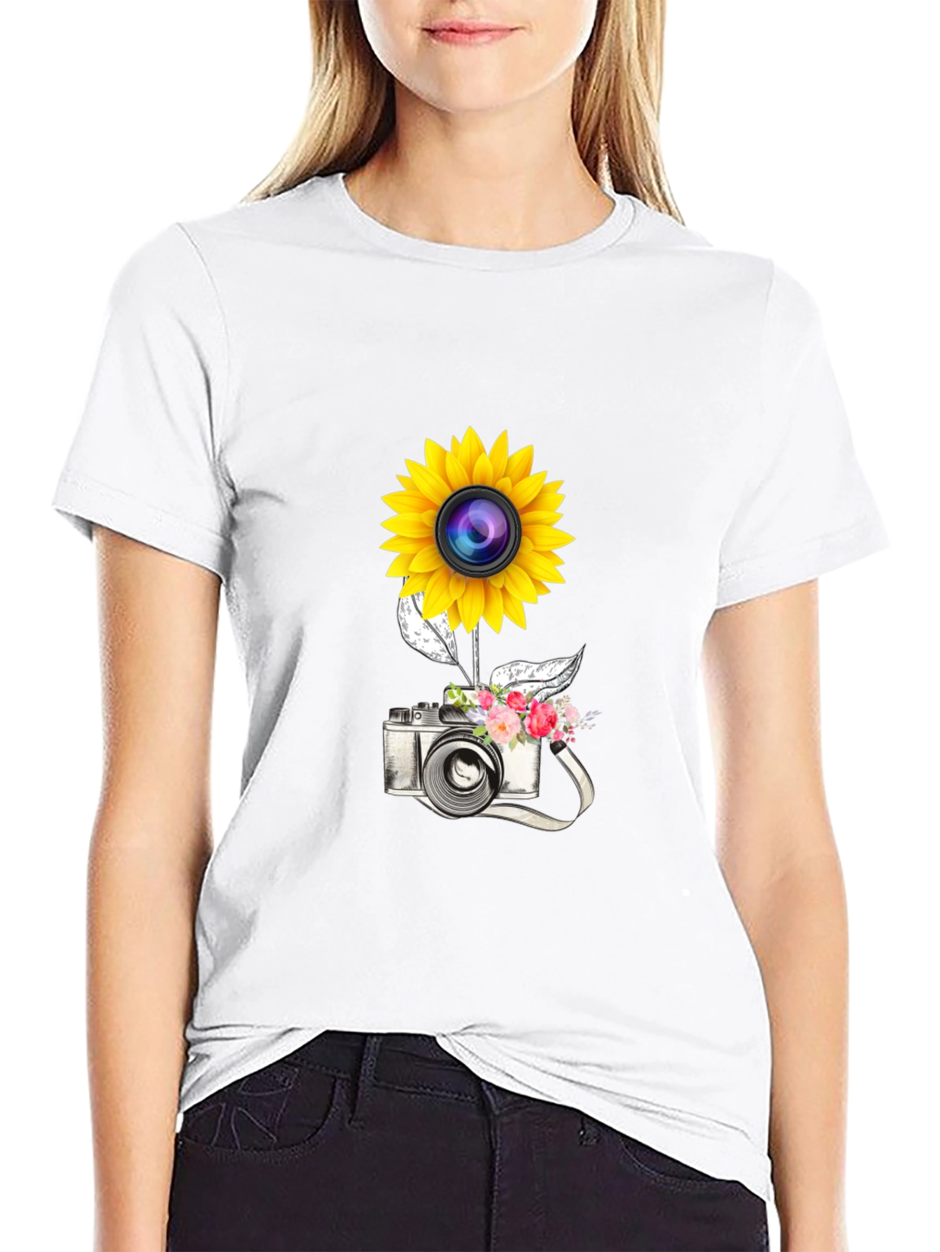 Sunflower Camera Graphic Tee