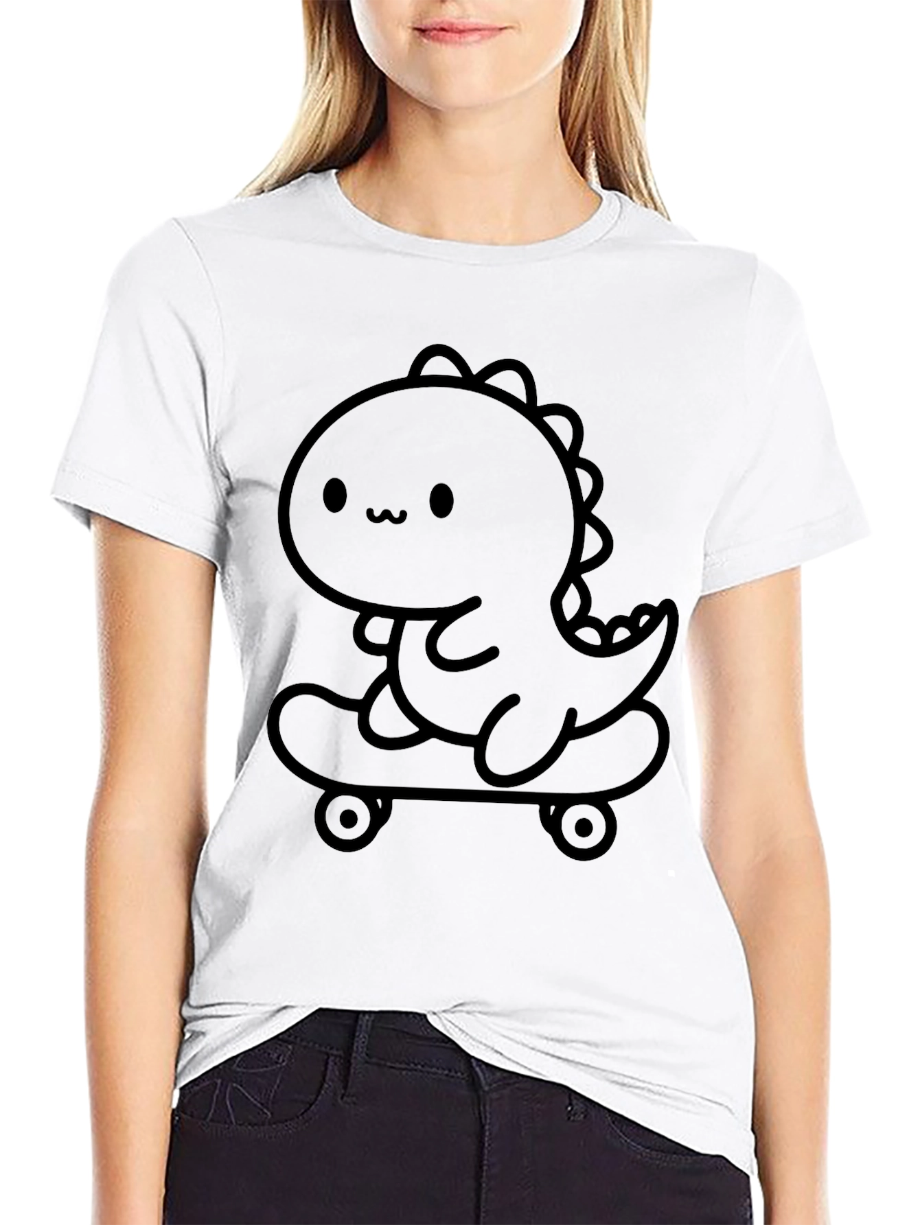 Dino Skateboard T-Shirt - Cute Cartoon Tee