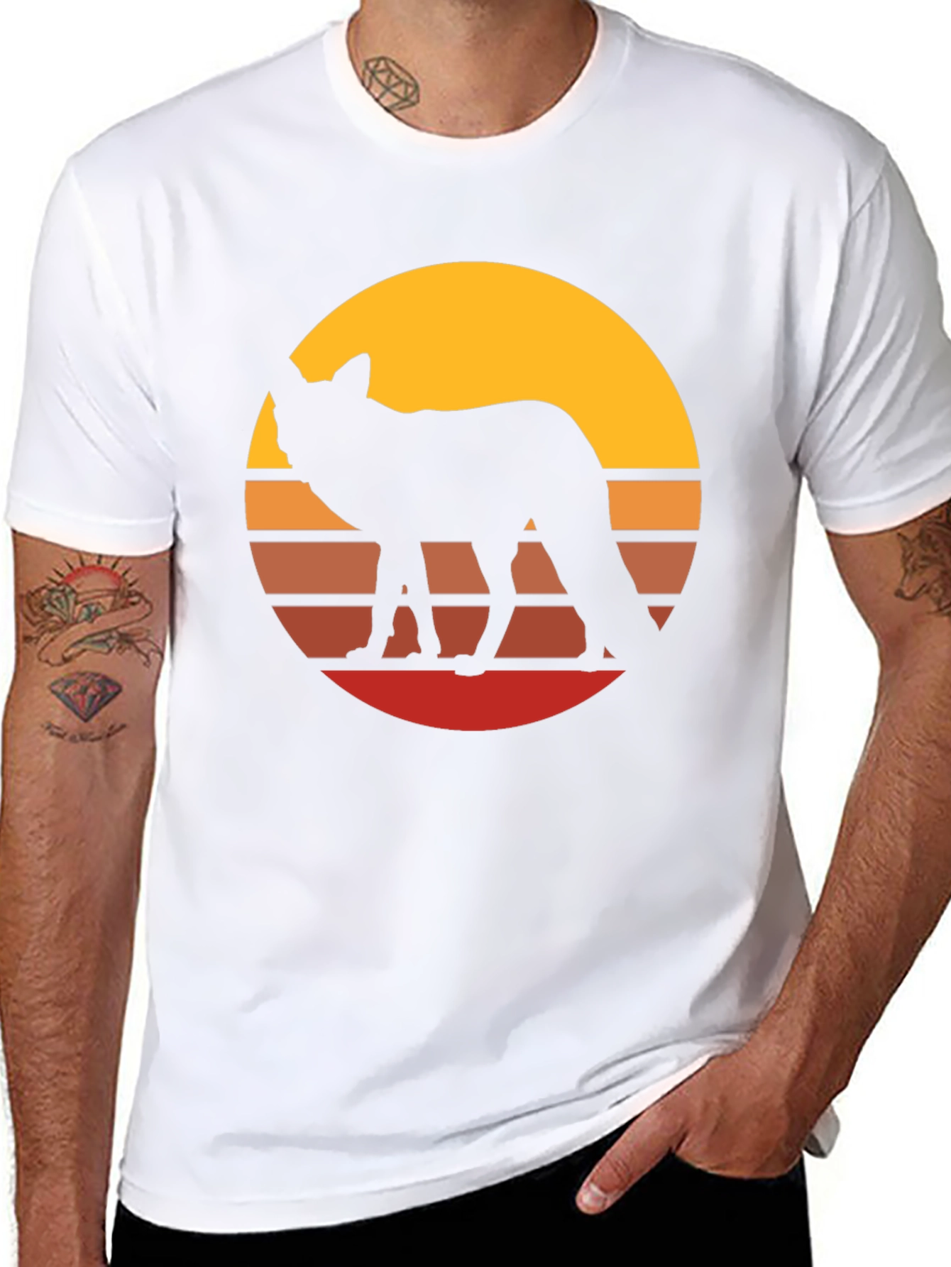 Retro Sunset Fox Graphic Tee - Stylish Unisex T-Shirt