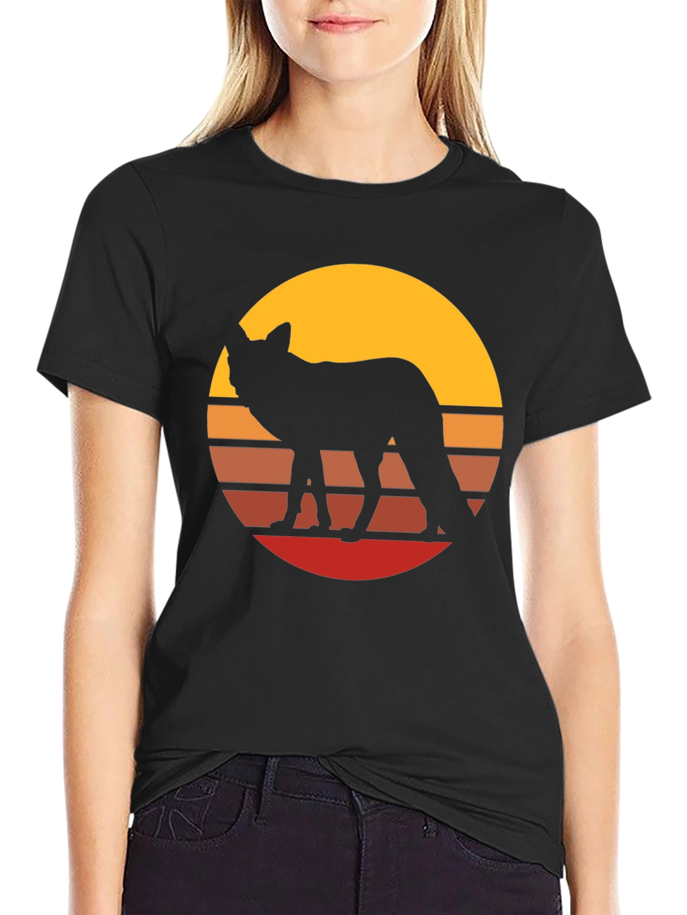Retro Sunset Fox Graphic Tee - Stylish Unisex T-Shirt