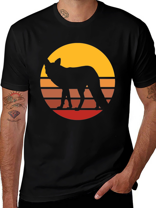 Retro Sunset Fox Graphic Tee - Stylish Unisex T-Shirt