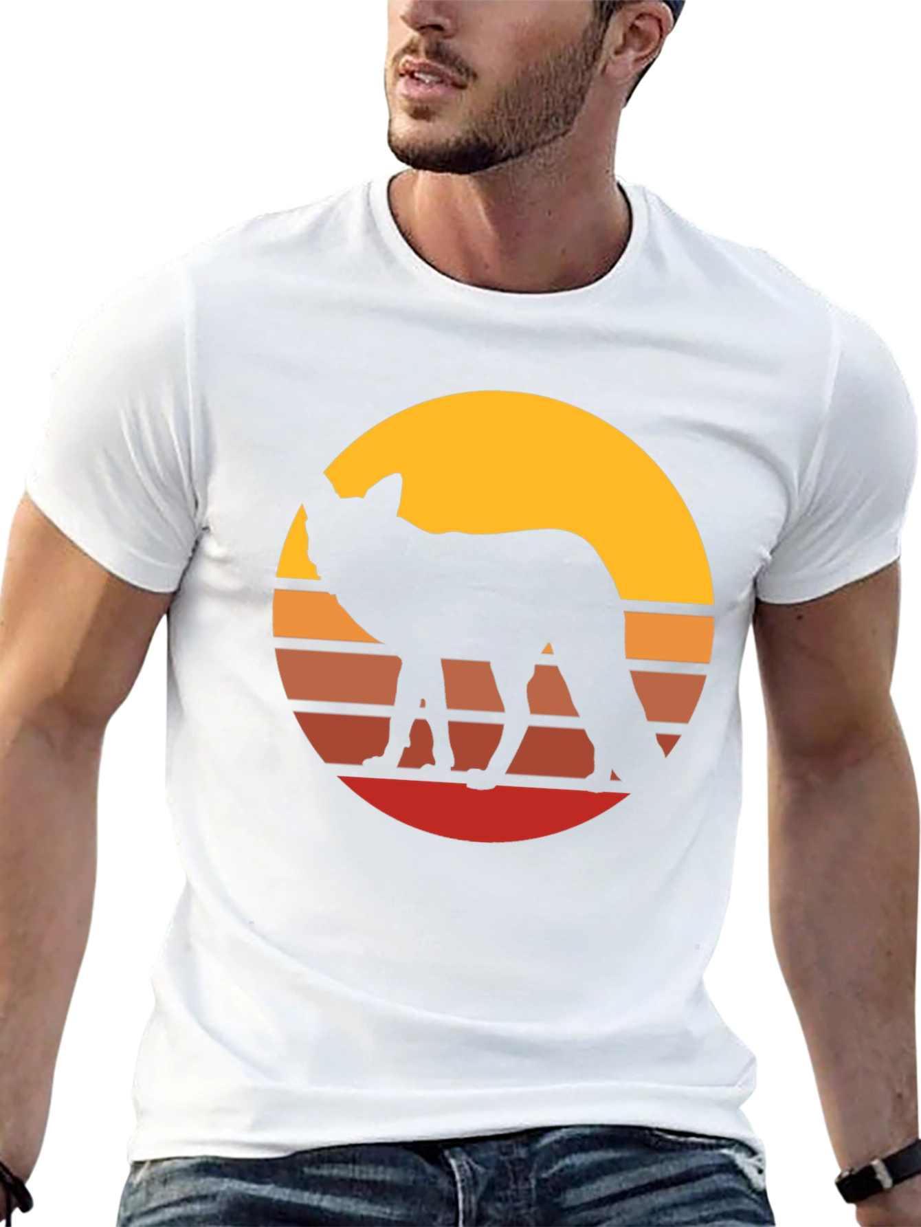 Retro Sunset Fox Graphic Tee - Stylish Unisex T-Shirt