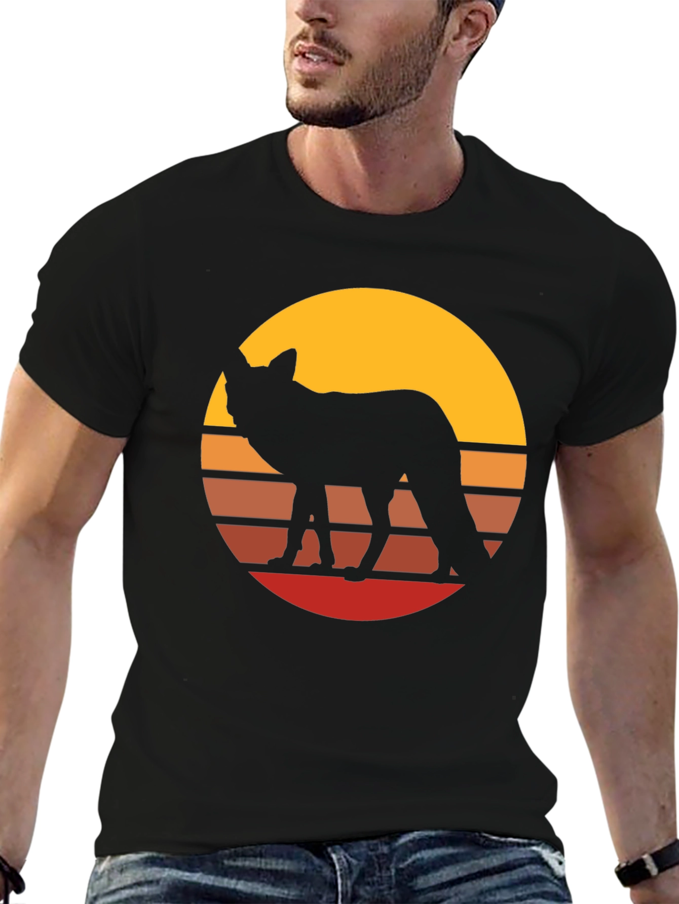 Retro Sunset Fox Graphic Tee - Stylish Unisex T-Shirt
